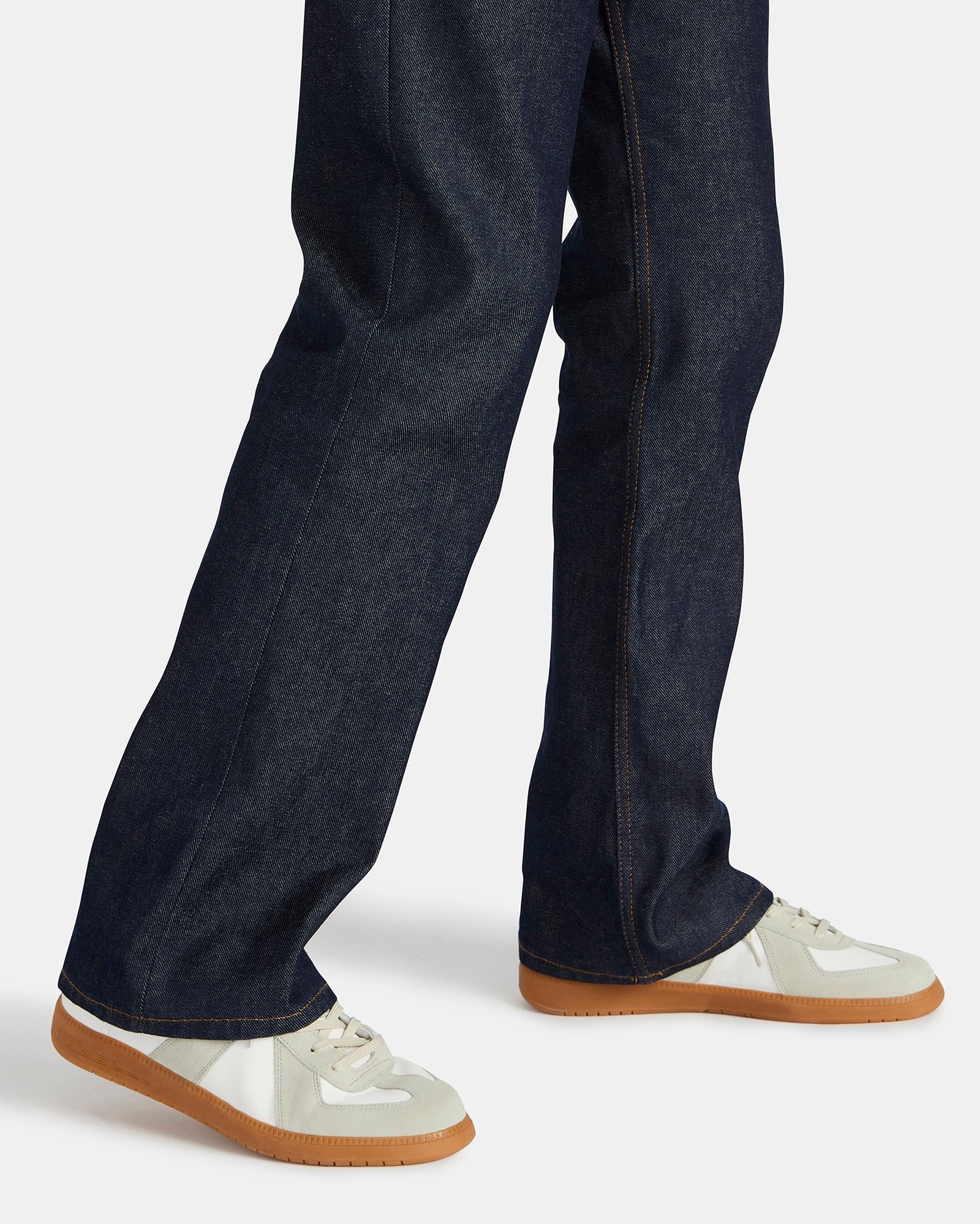 Top-down angle of mens casual shoes with lace-up design and cushioned lining
