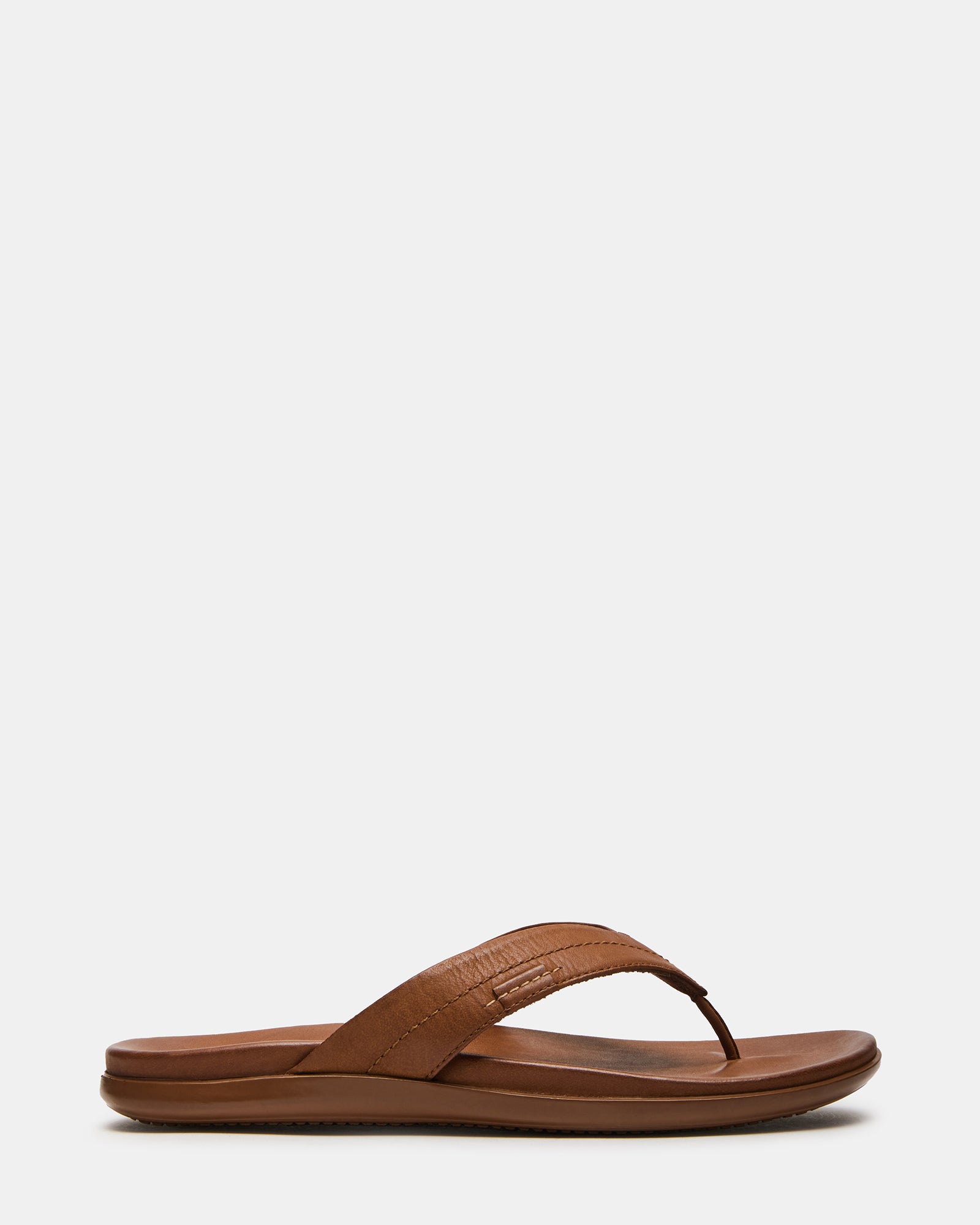 Side view of EMMETT brown leather sandals, ideal for casual wear.