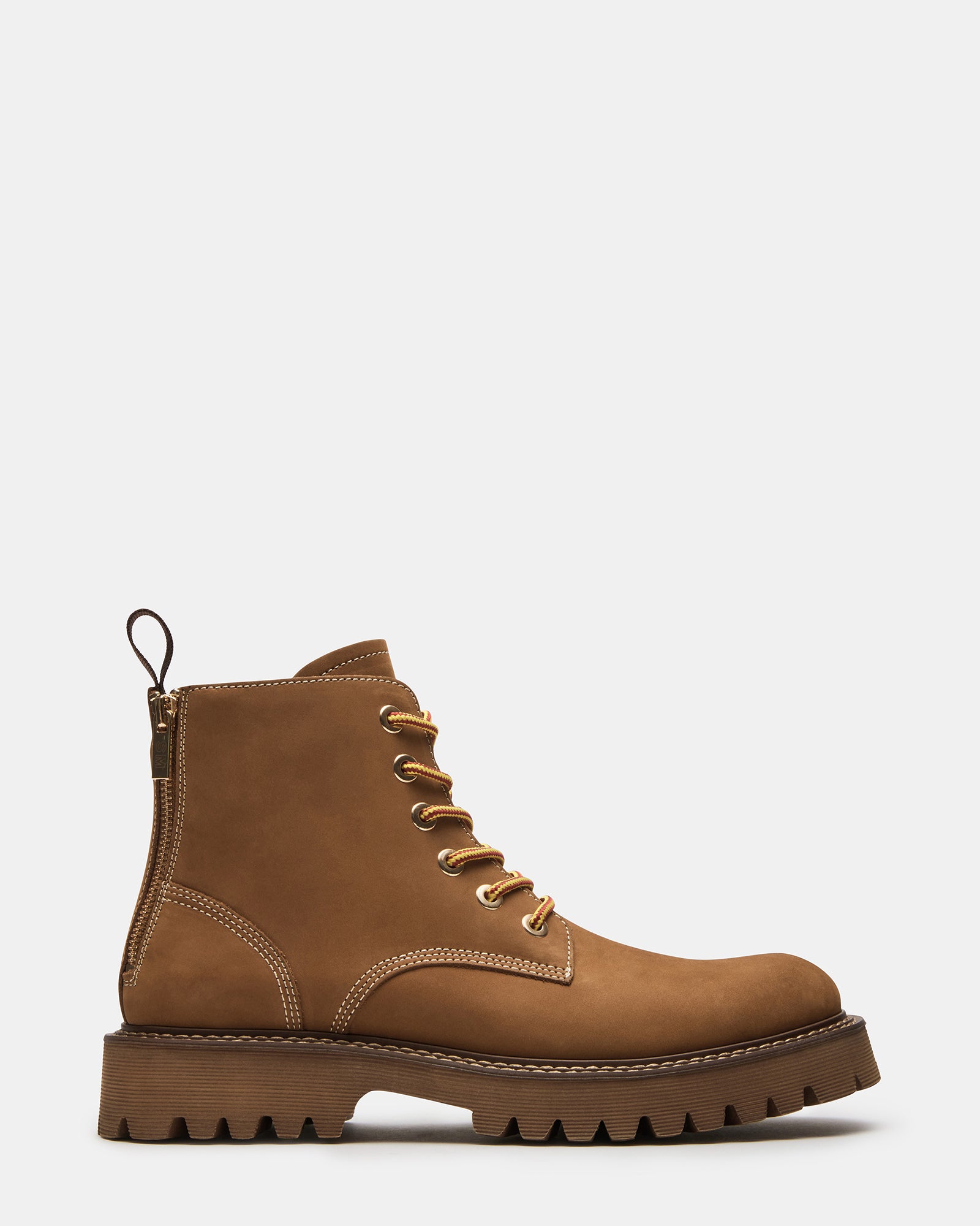 Front view of Fintan Wheat Nubuck Lace-Up Boots showcasing the lace-up design.