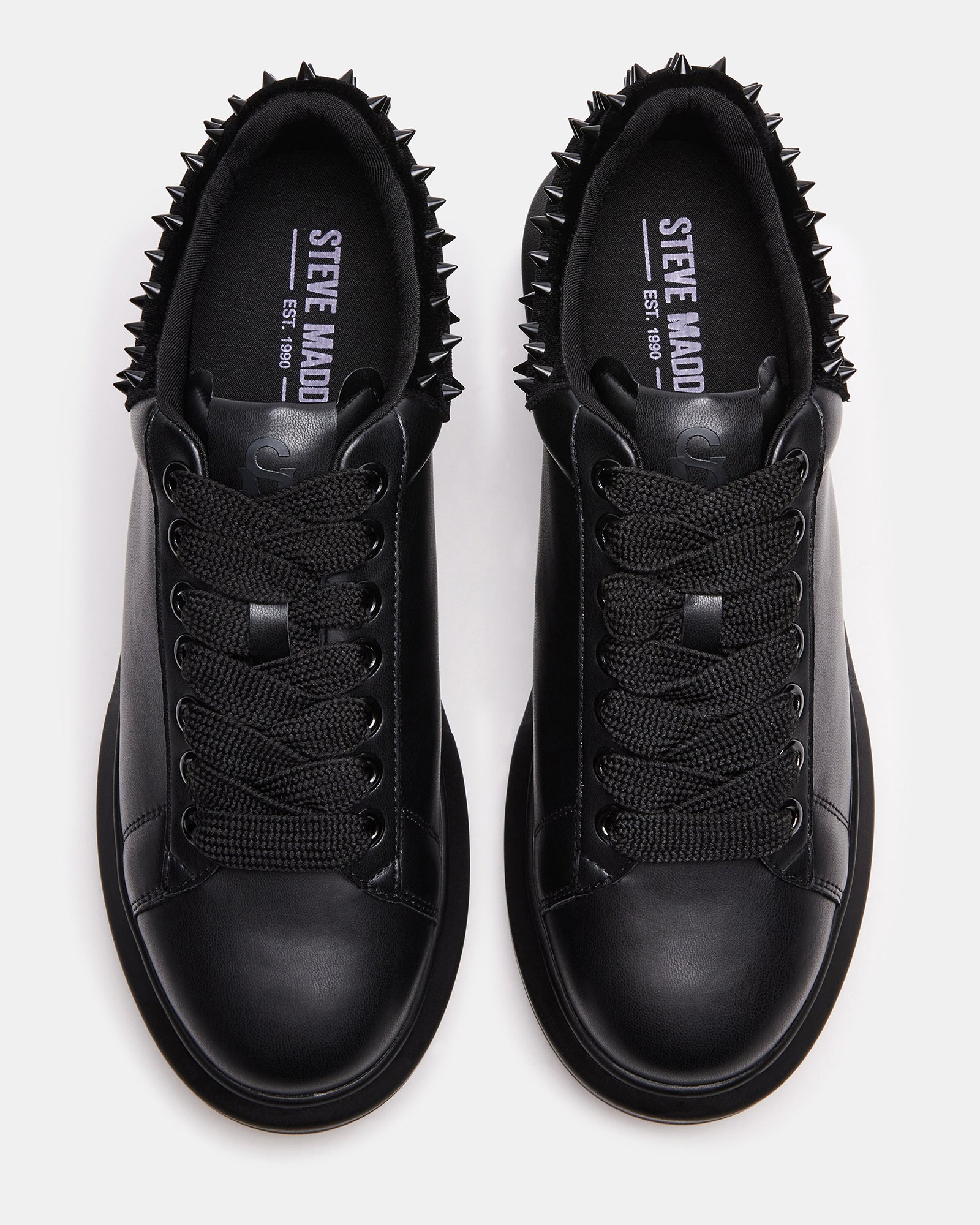 Top view of the Frosting Black Velvet shoes highlighting the laced closure
