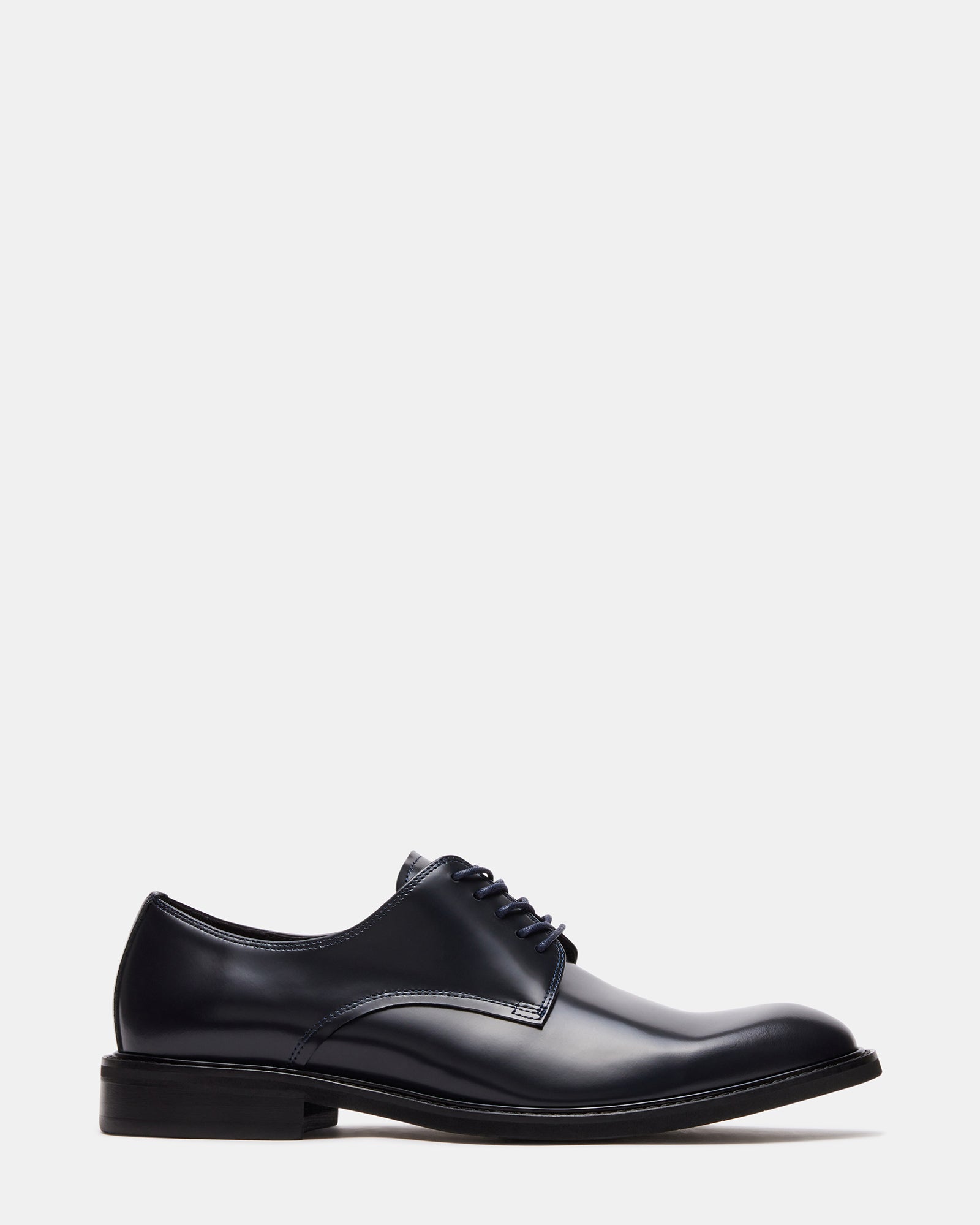 Hadar navy blue leather dress shoes front view with lace detail