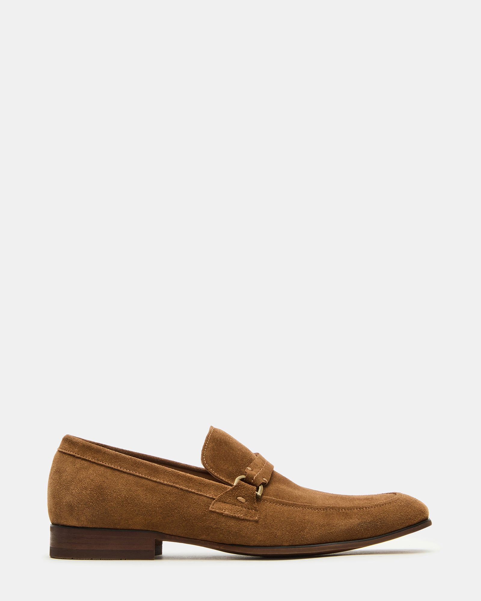 Close-up of HEROLF men's brown dress shoes showcasing the suede texture and square toe design.