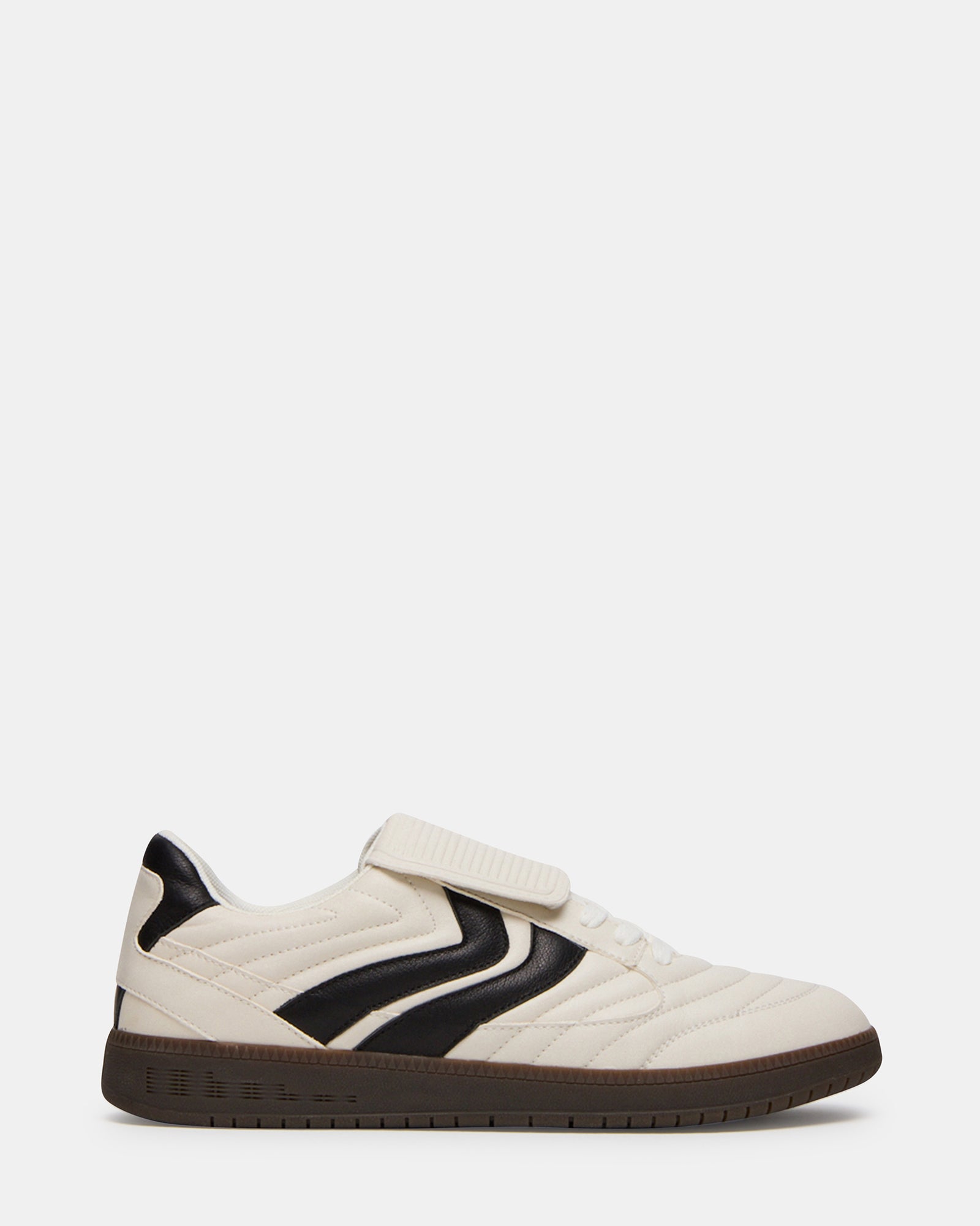 Side view of JANOS white leather sneakers showing stylish design and lace-up detail