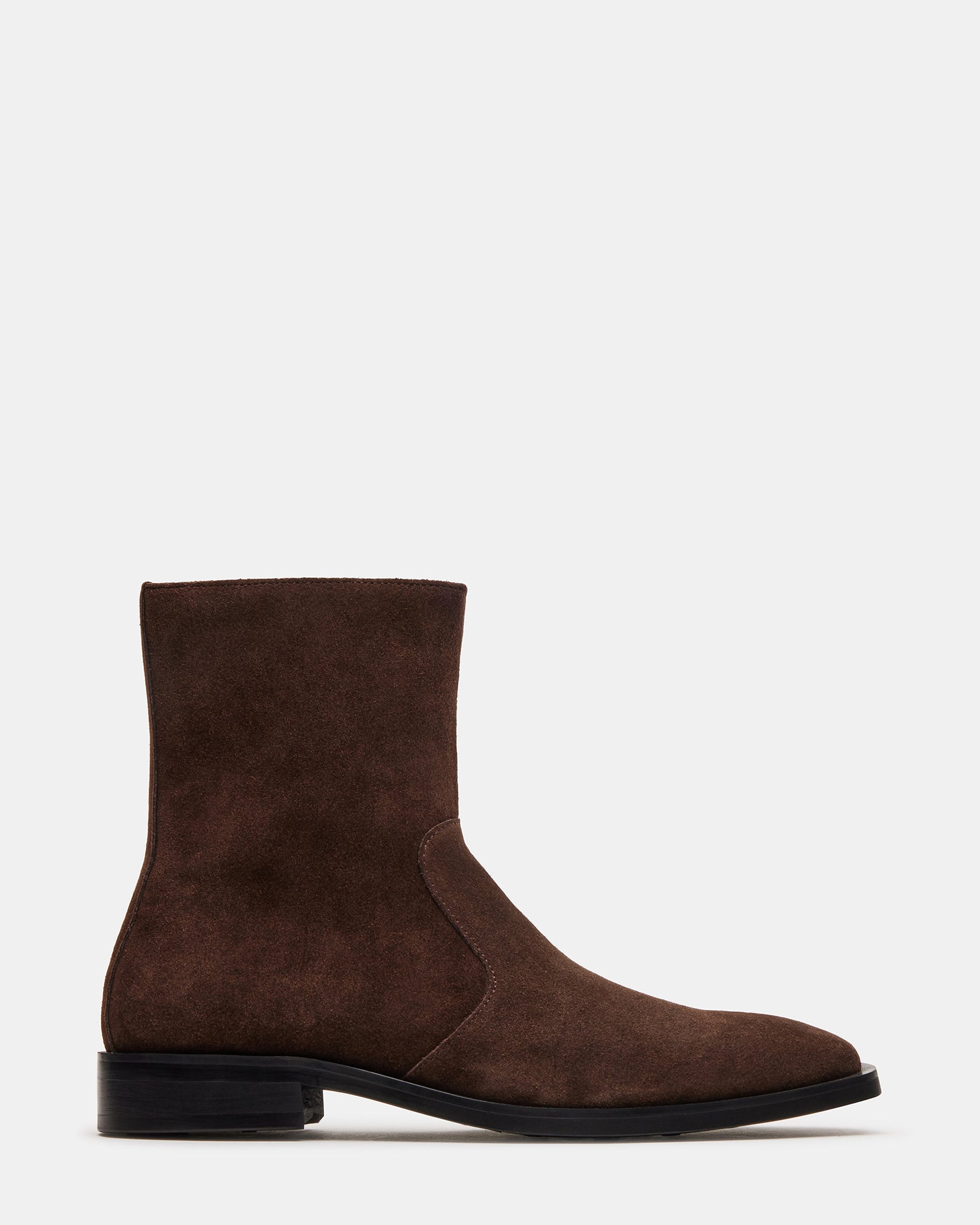 Kanna women's brown suede boots from the side, highlighting the sleek design and pull-on feature.