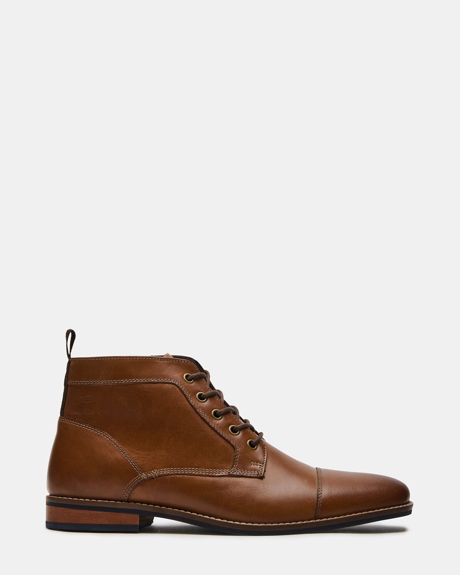 Side view of men's chelsea boots in brown leather with zip