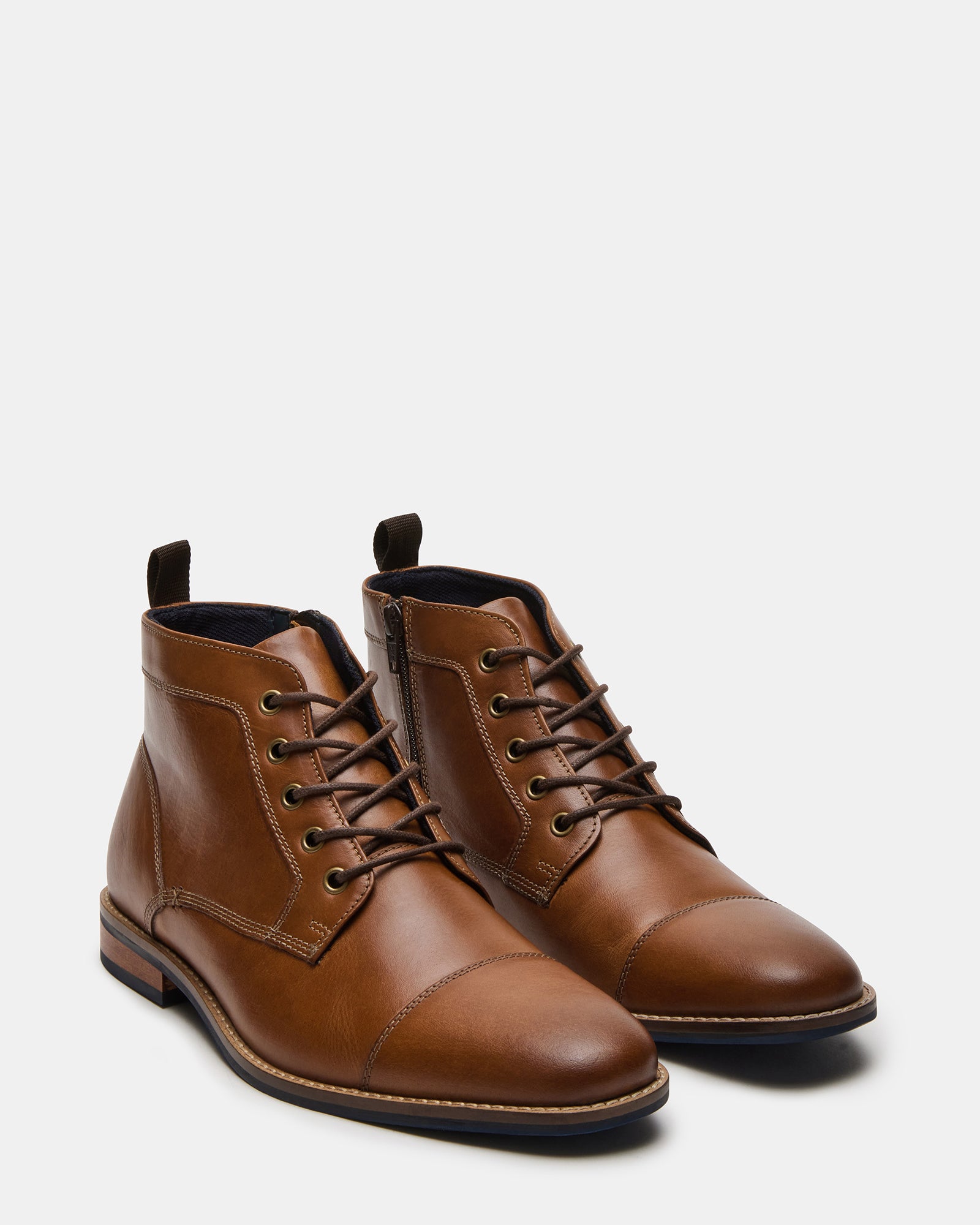 Rear angle of mens work boots with textured sole for added traction