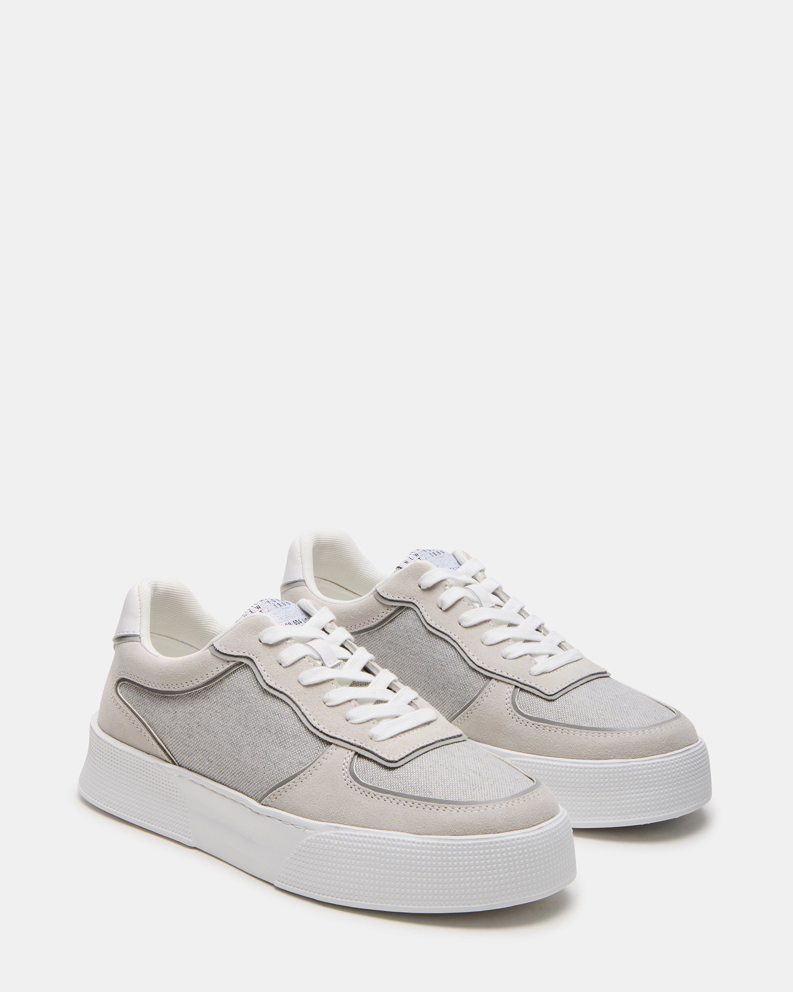 Top view of comfortable dress shoes for women in grey multi.