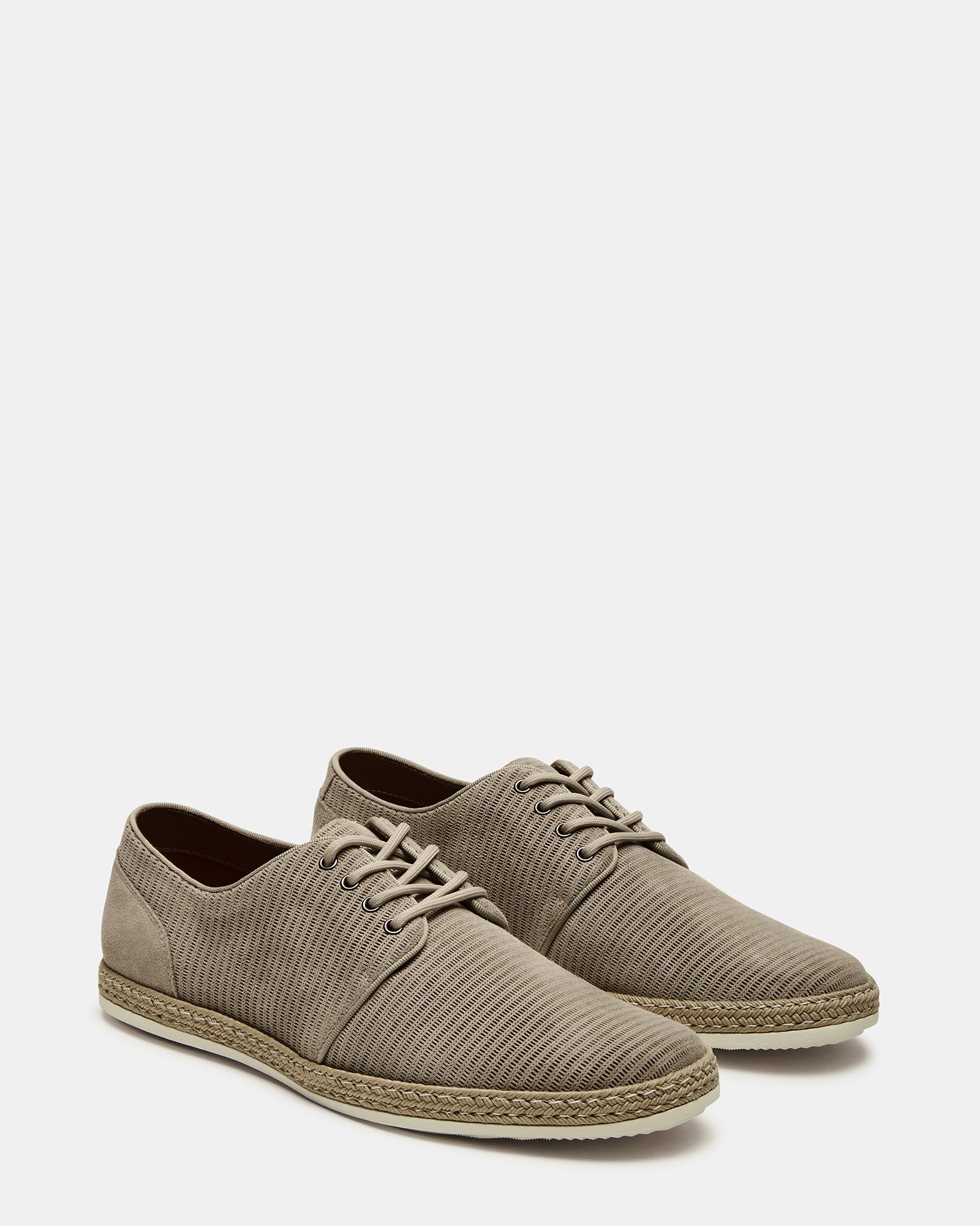Espadrille-bottomed Menorca Sand dress shoes perfect for casual outings.