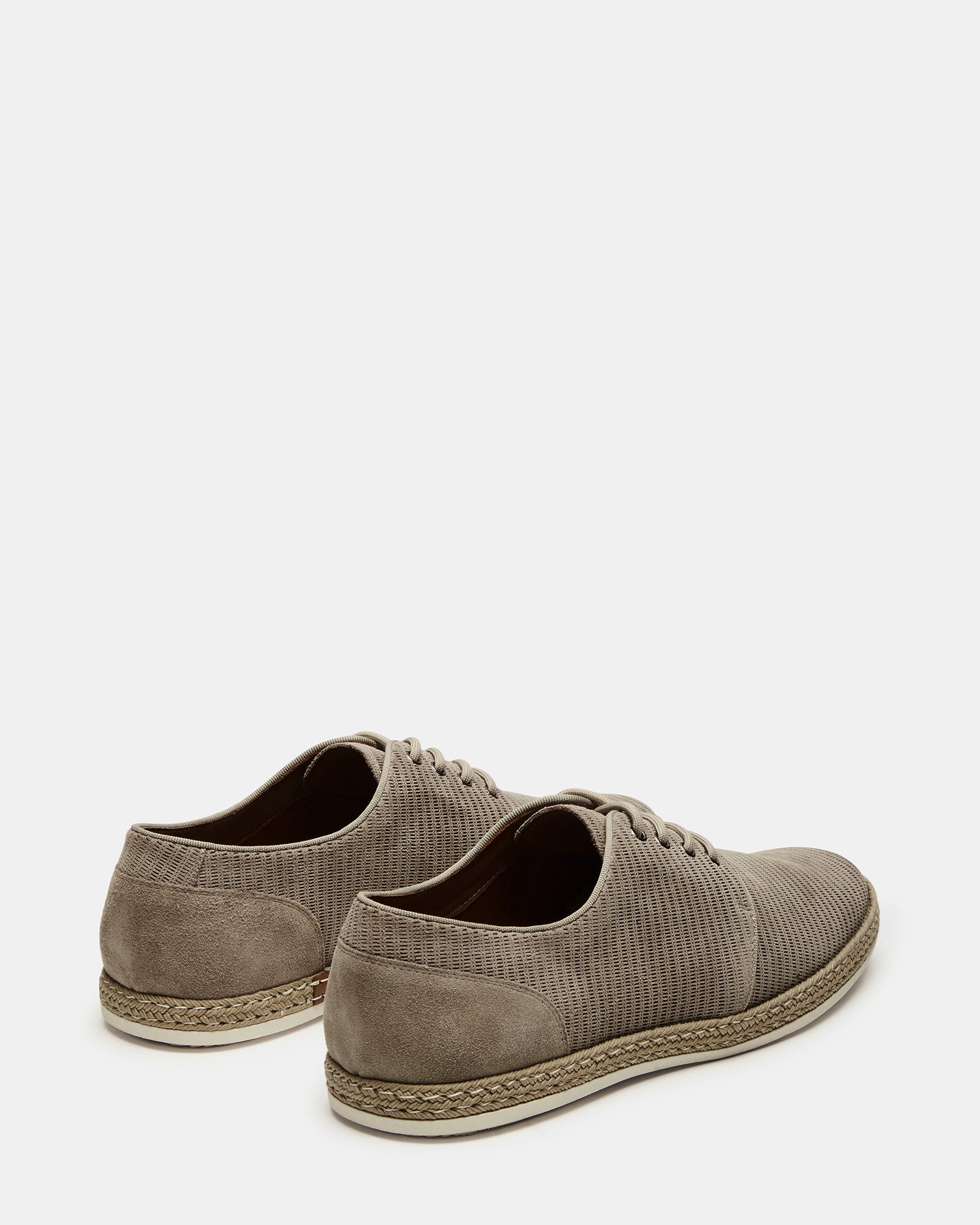 Espadrille-bottomed Menorca Sand dress shoes perfect for casual outings.