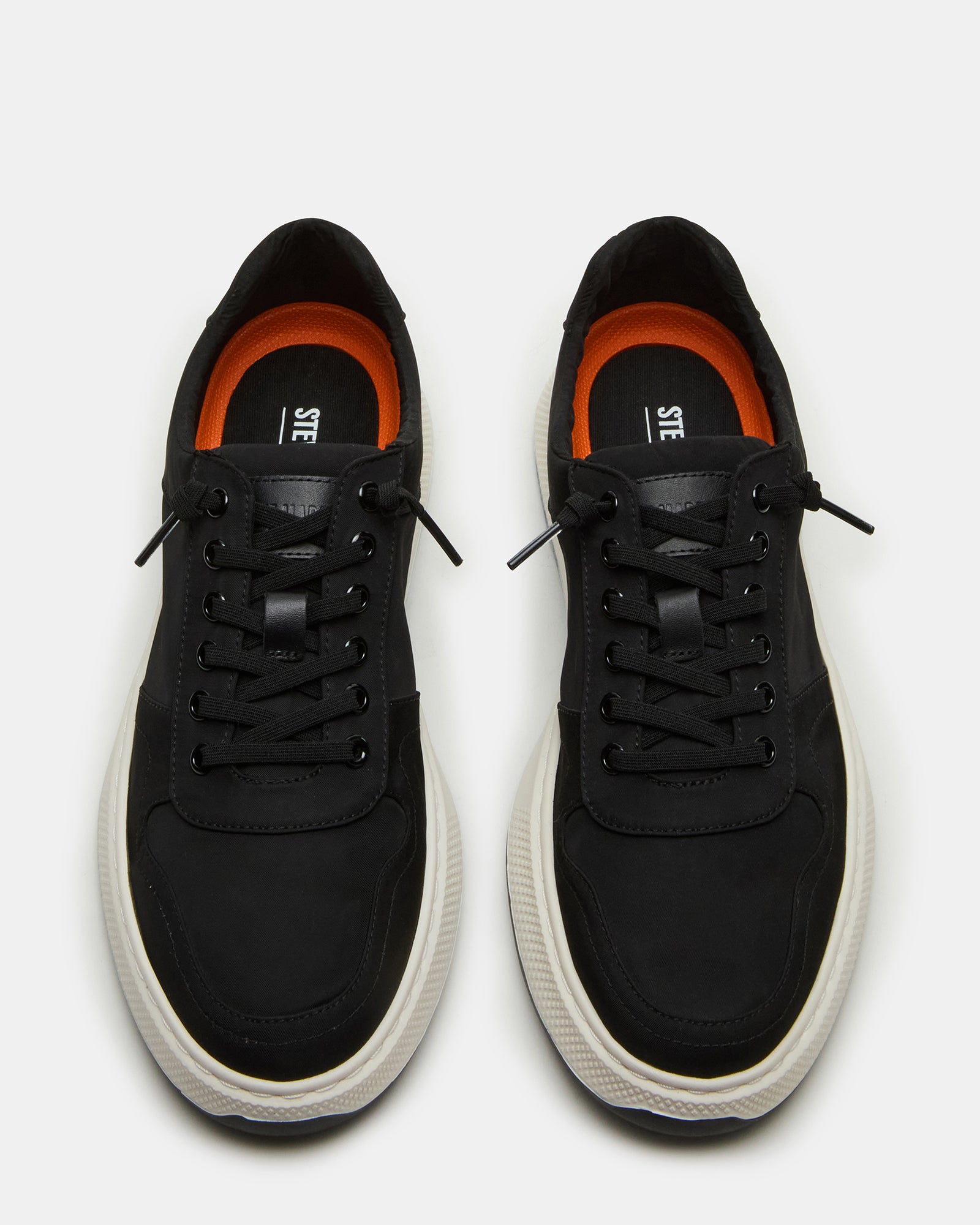 Side view of NOOUCHIA Black mens casual lace-up shoes showing stylish design and rubber sole
