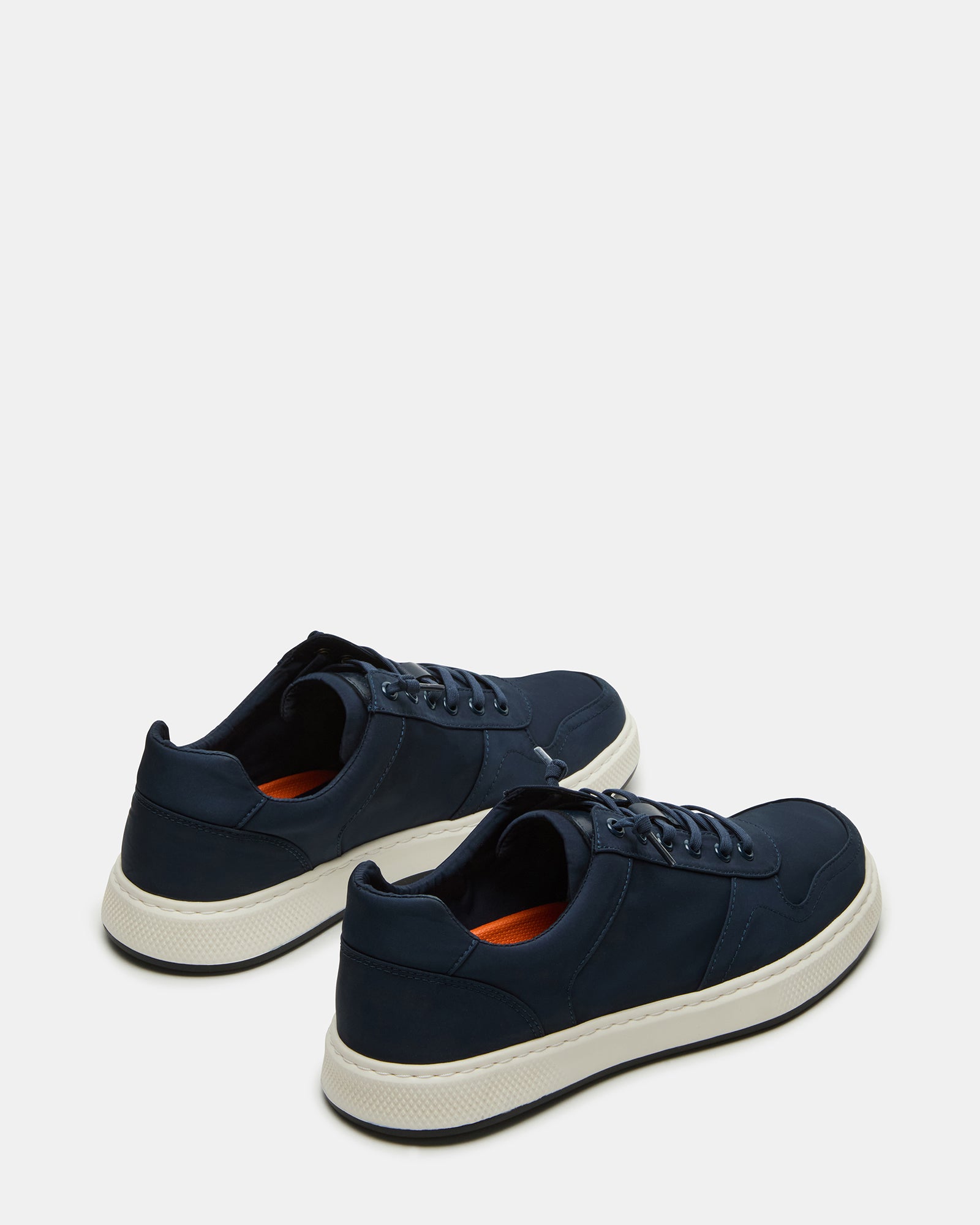 Side view of mens casual shoes highlighting the textile upper and rubber sole