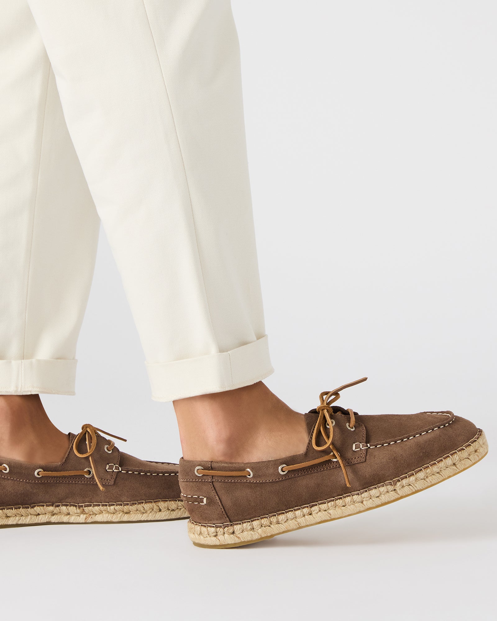Close-up of the rugged sole of Pancho taupe suede slip-ons, showcasing durability.