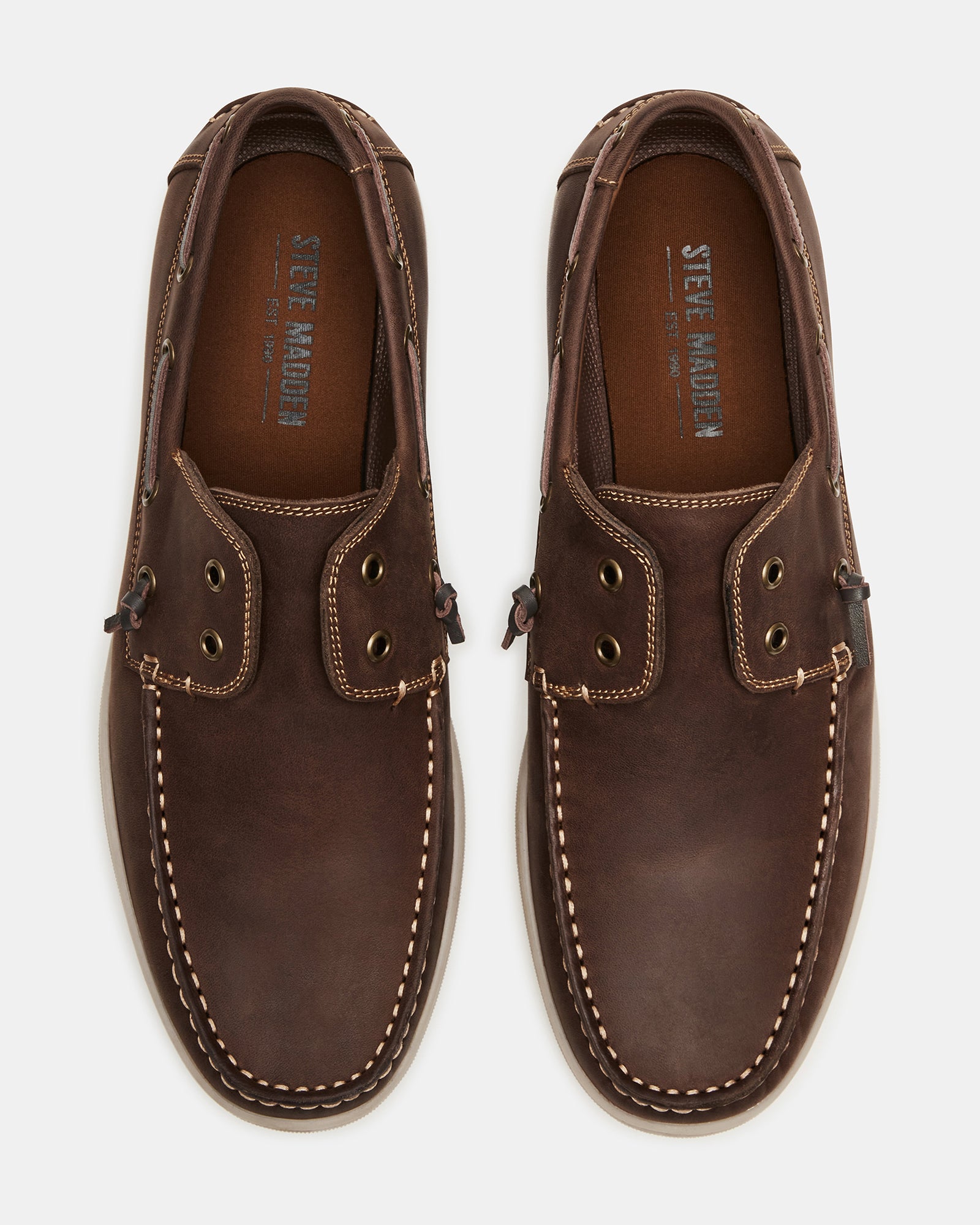 Ralph Brown leather slip-on shoes showcasing moc toe design