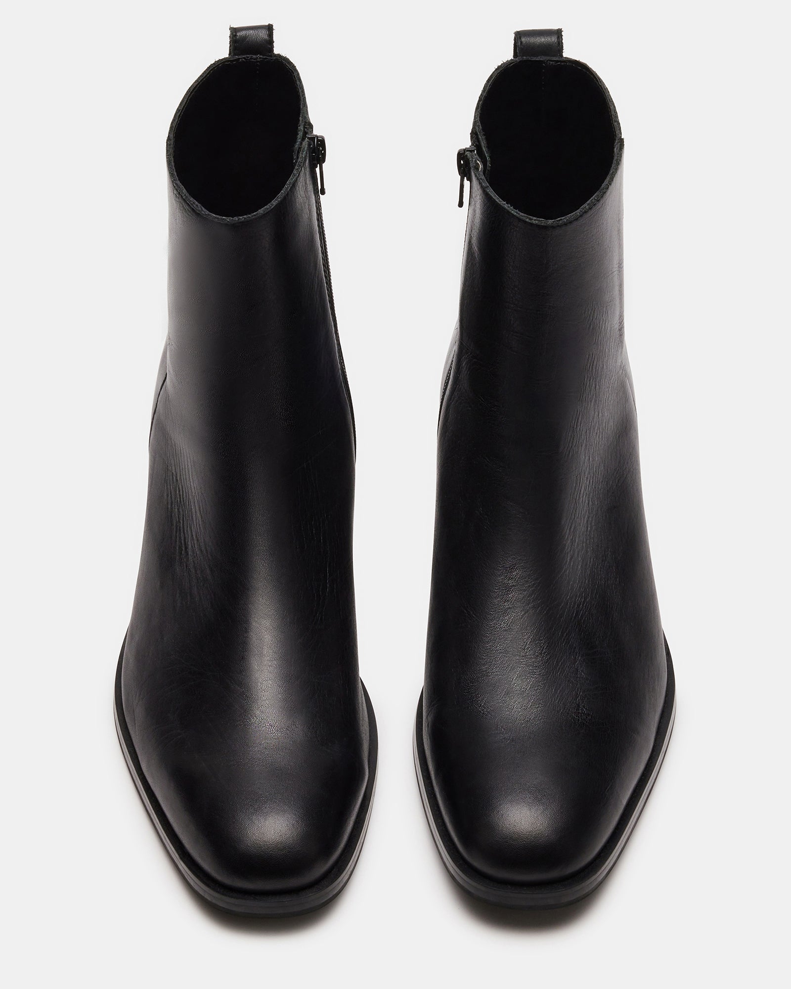Richie black leather ankle boots with a stylish angled heel.