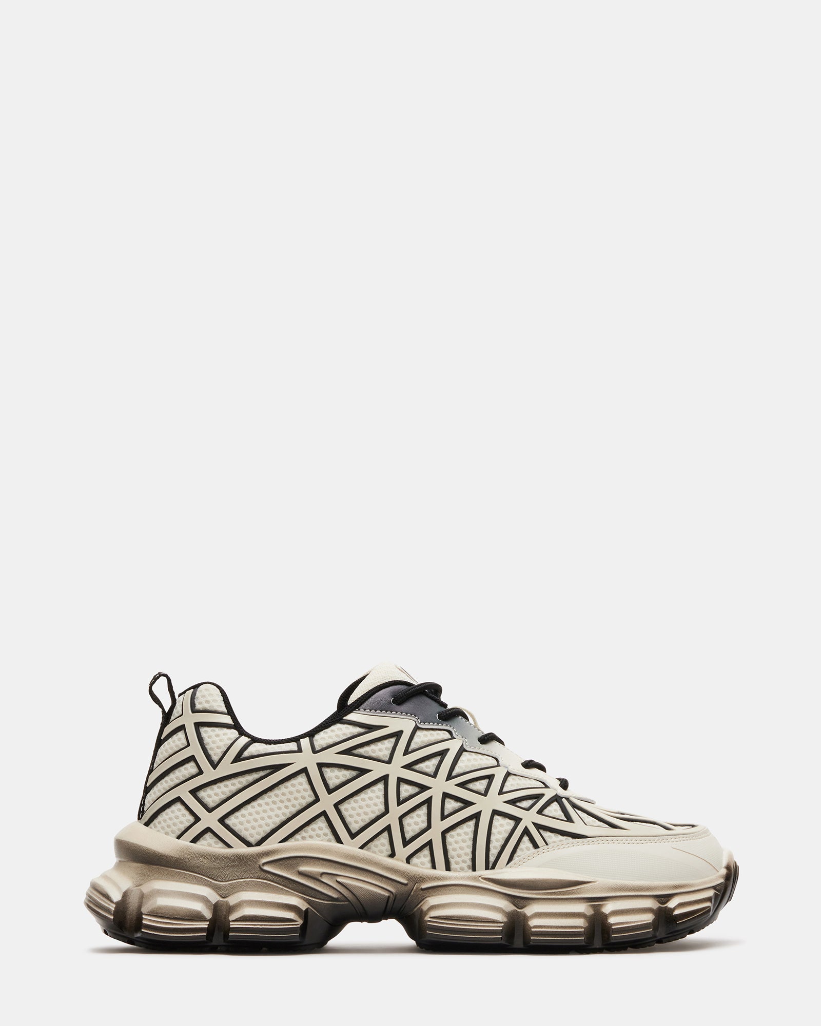 Skidmore White Multi Sneakers on pavement, showcasing lace-up design