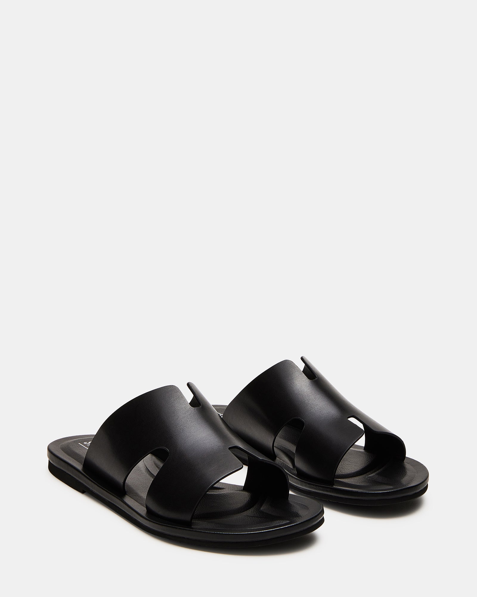 Sleek Black Leather Slip-On Sandals - Image 2