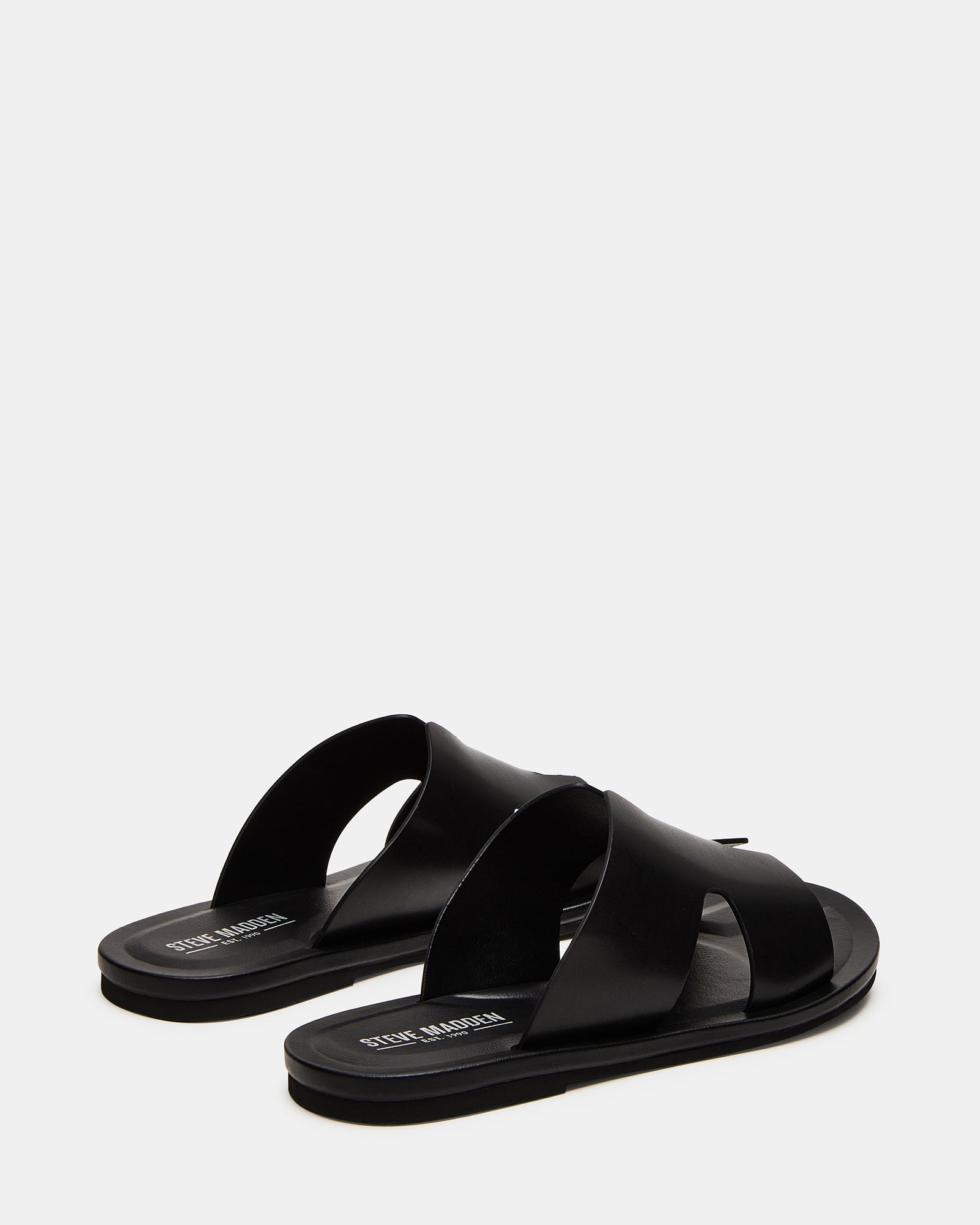 Sleek Black Leather Slip-On Sandals - Image 5