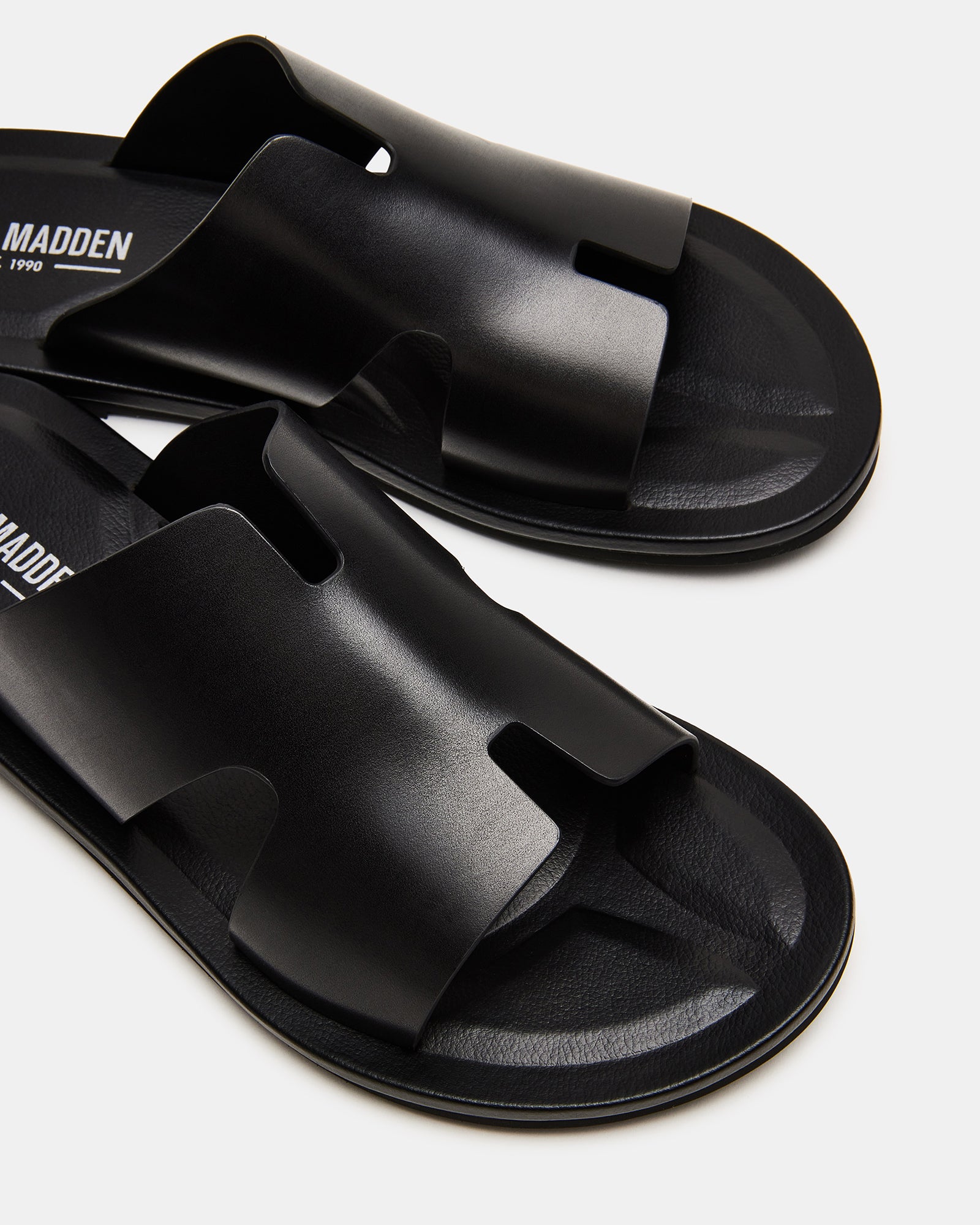 Sleek Black Leather Slip-On Sandals - Image 3