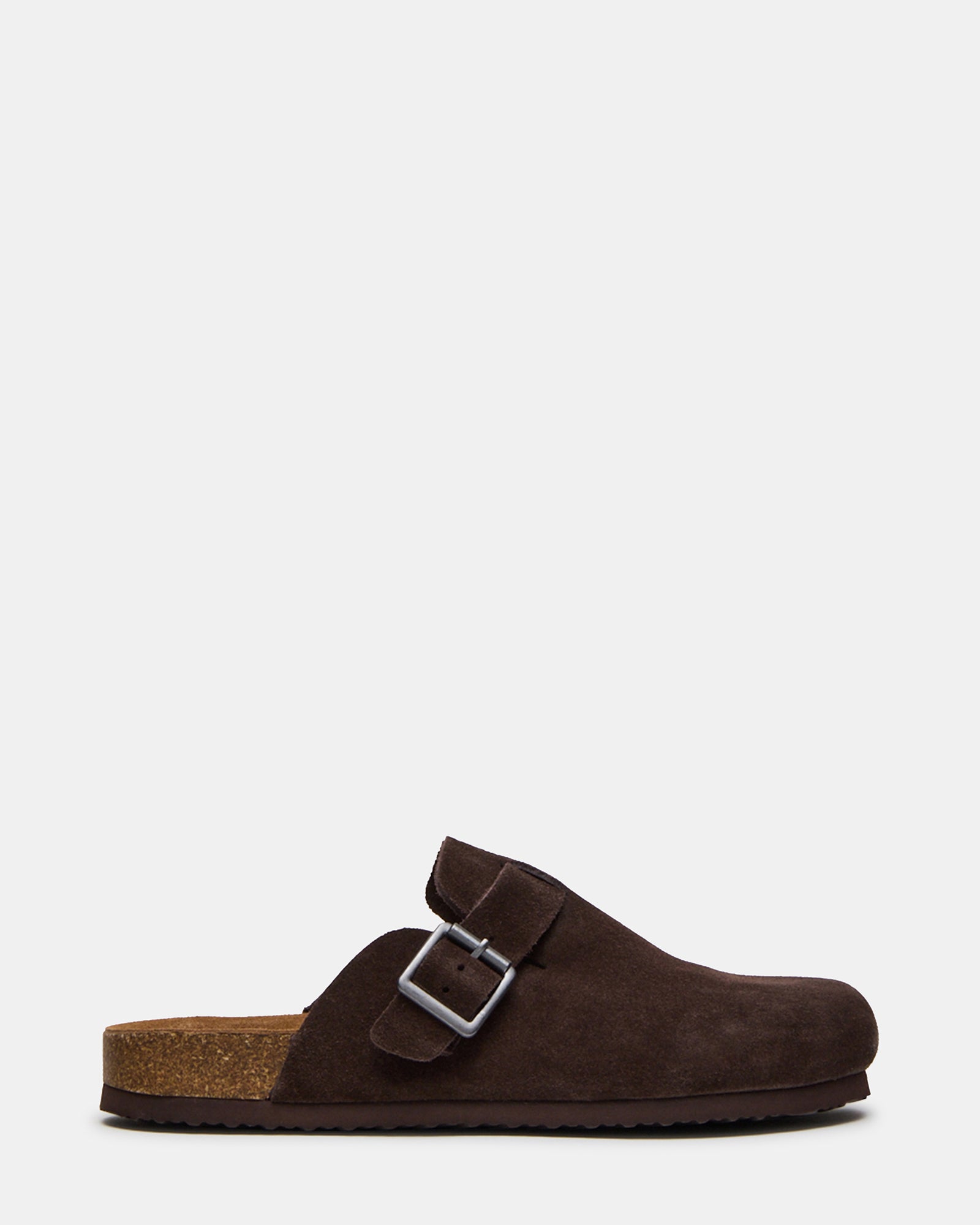 Side view of Wilderr men's slip-on shoes in chocolate brown suede, perfect for casual and dress occasions