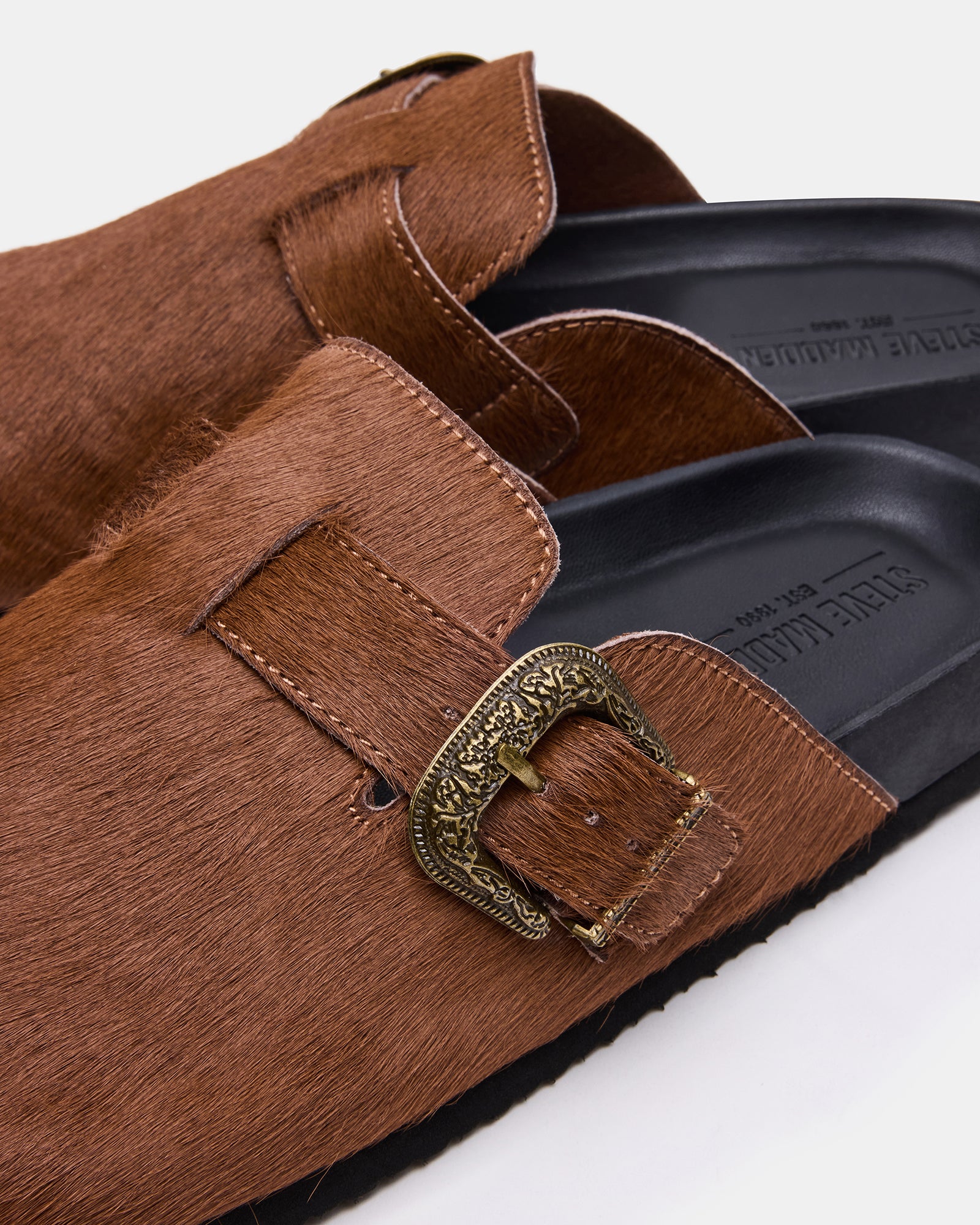 Overhead shot of mens dress shoes with cushioned footbed and textile lining