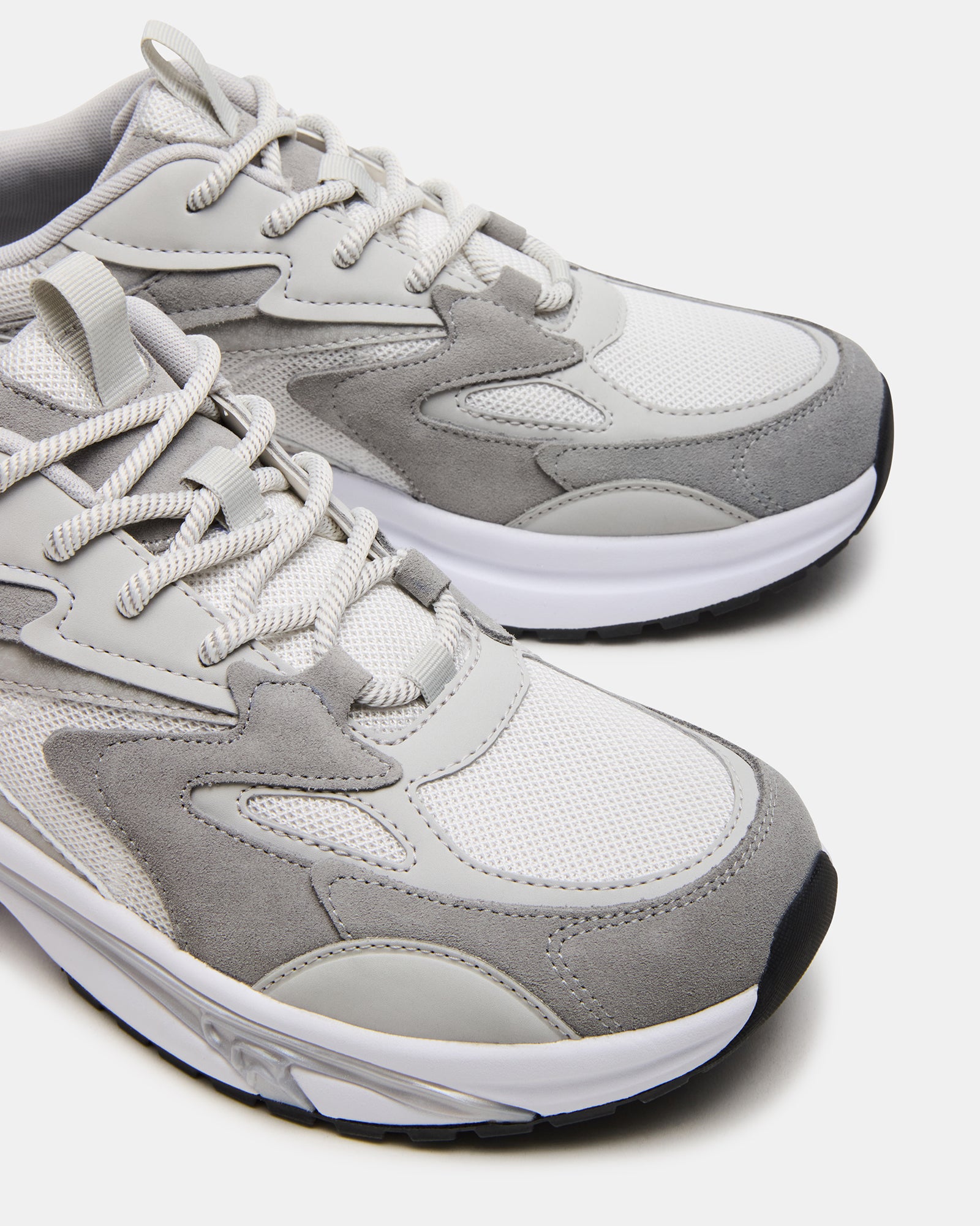 YGOR Grey Multi sneakers side view, highlighting the lace-up design and textured suede.