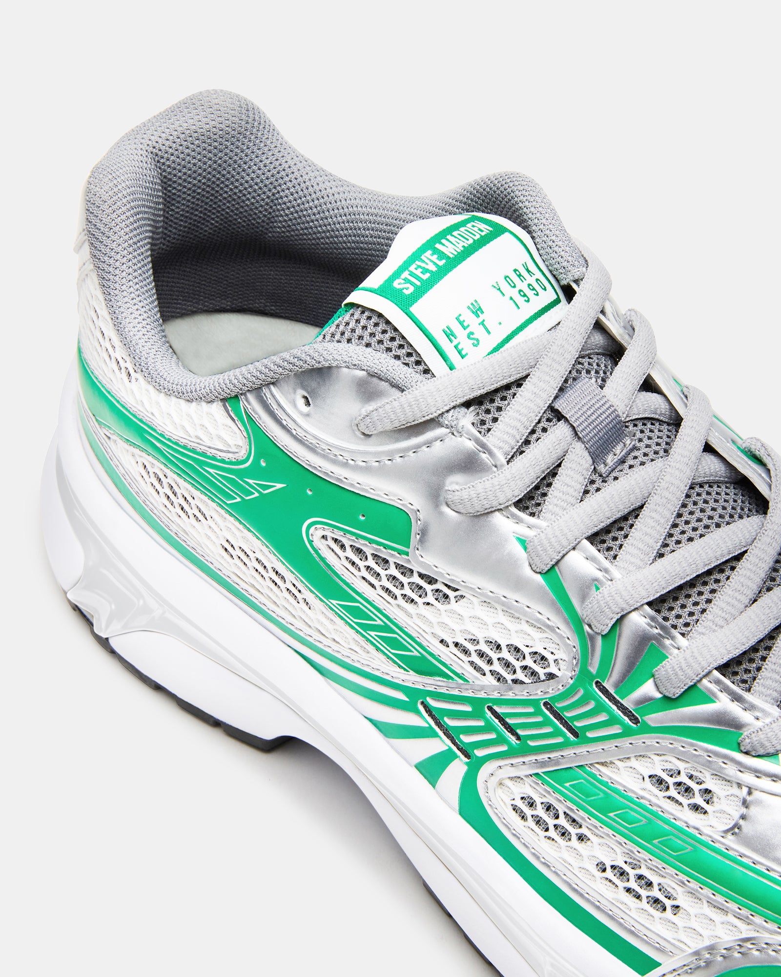 Side view of green multi low-top sneakers for everyday wear