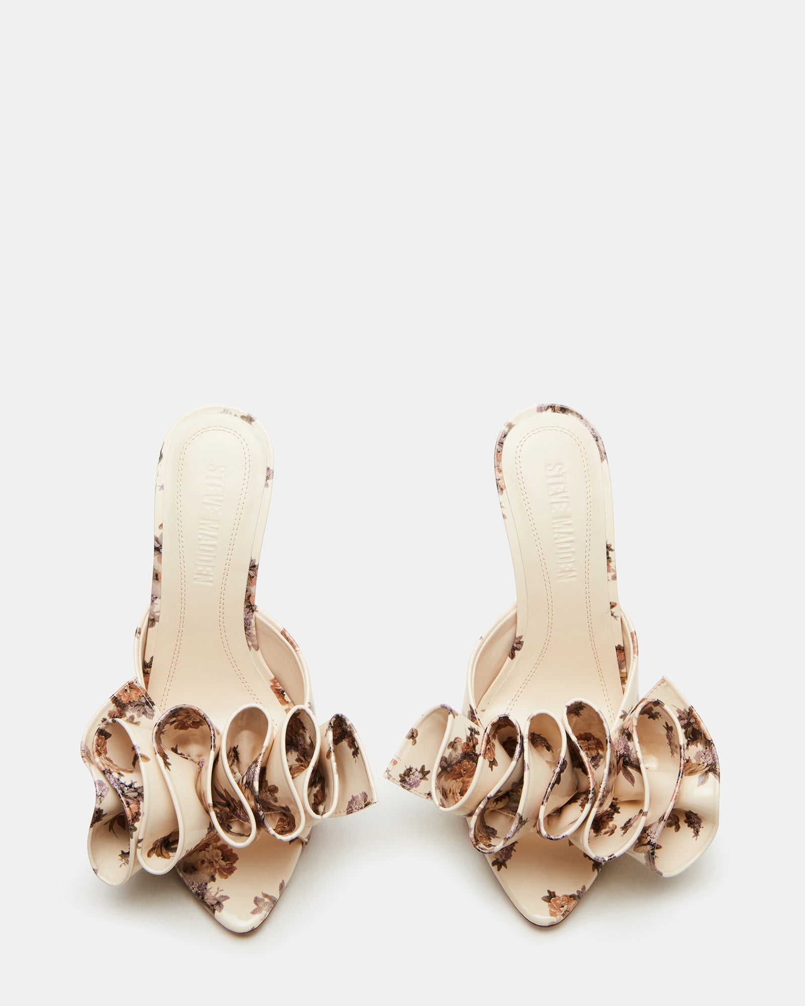 Close-up of Affinity Floral Multi heels showing pointed toe and sleek silhouette