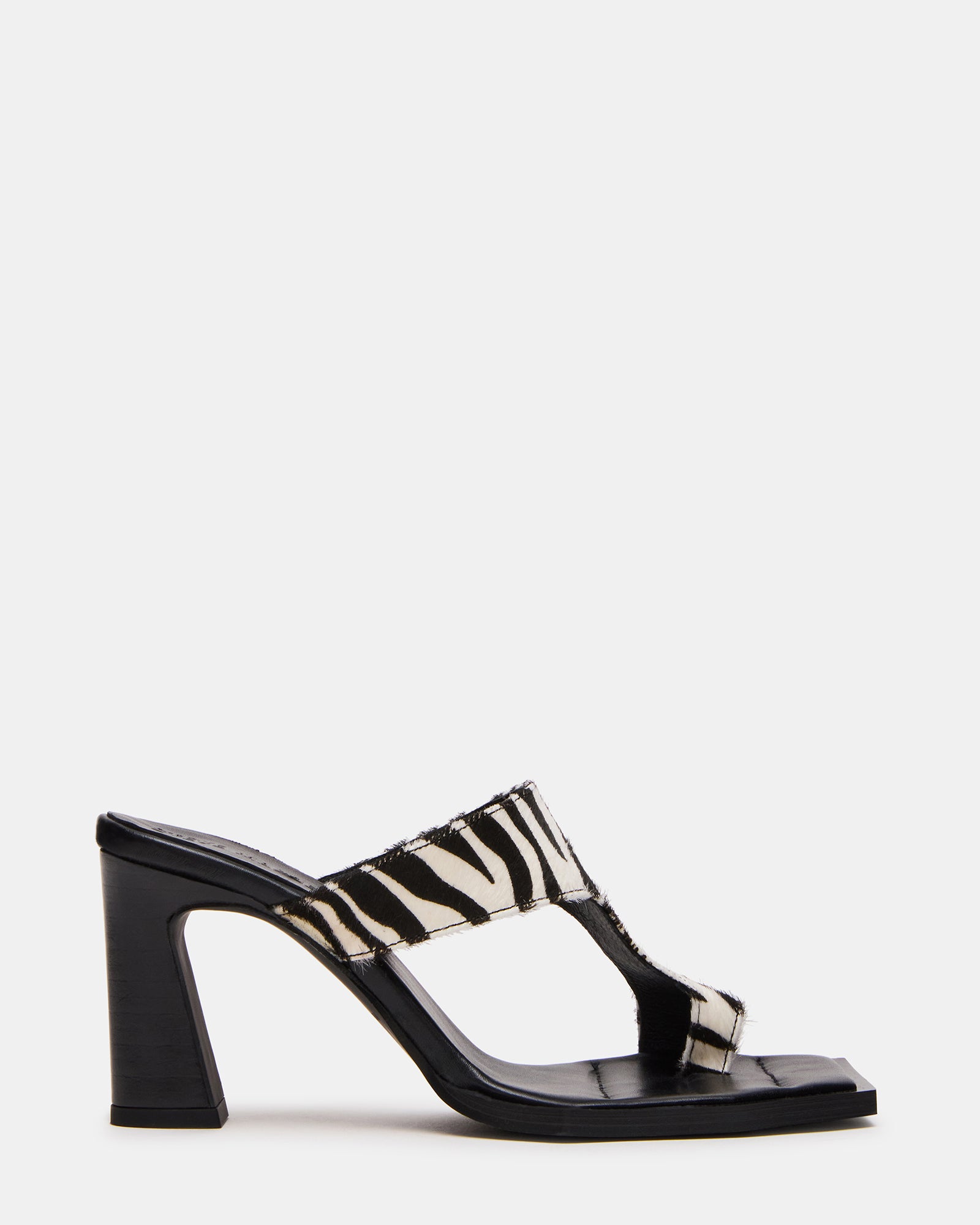 Alameda Zebra square toe mules styled with a summer dress