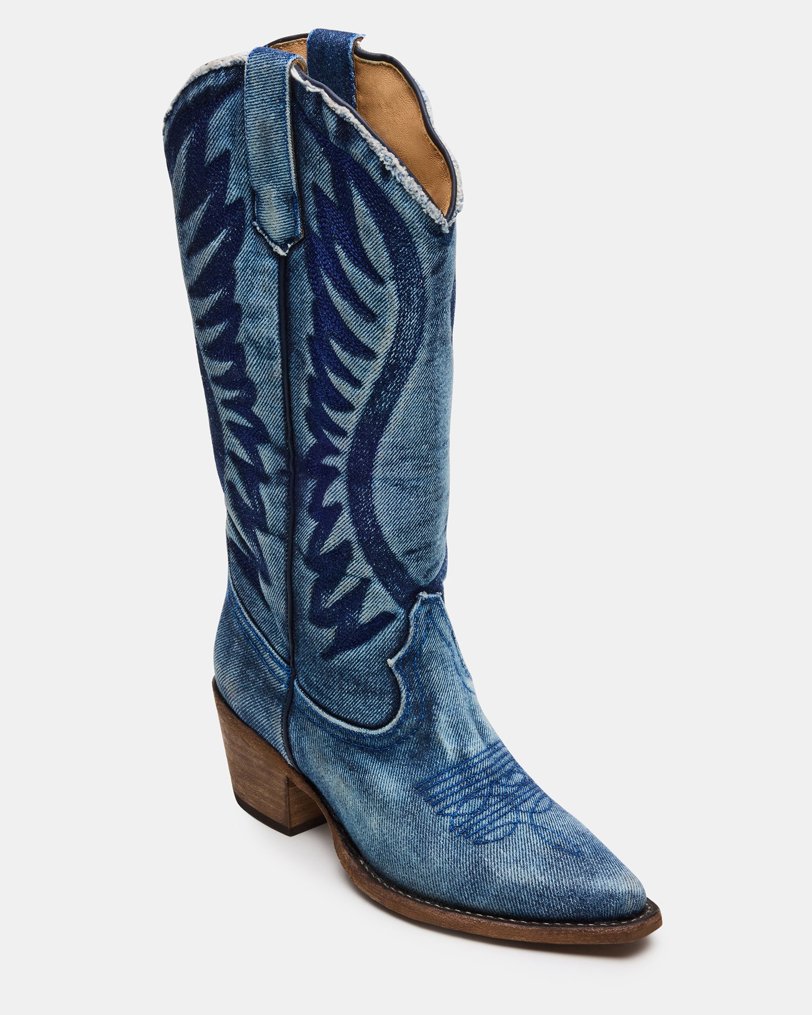 Close-up of pointed toe detailing on Albany cowboy boots