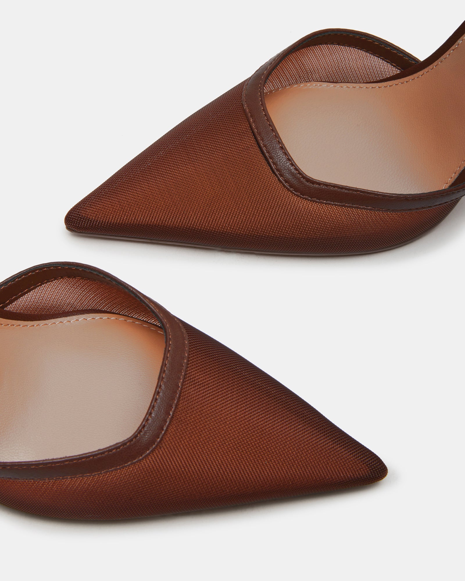 Close-up of the open-back design and kitten heel