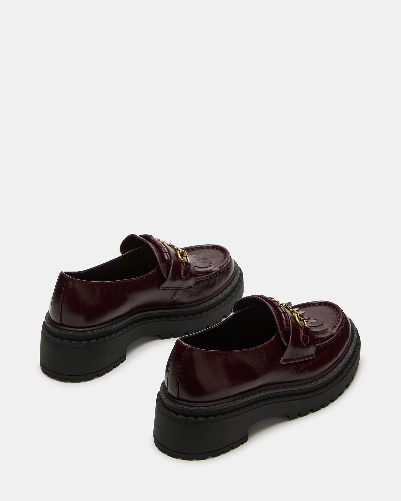 Top view of the chunky loafer platform showing the leather and hardware detail