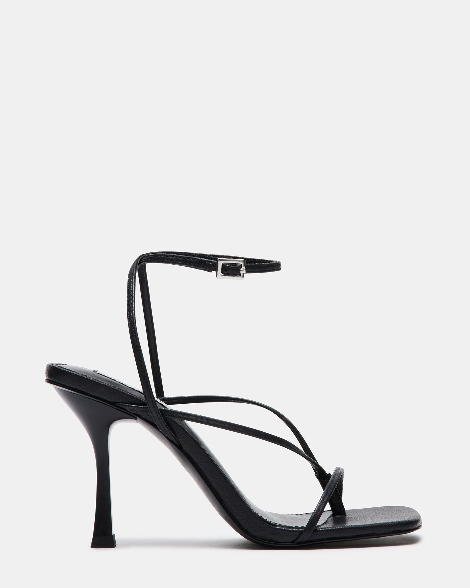Annie black stiletto heels styled with fitted blazer and trousers