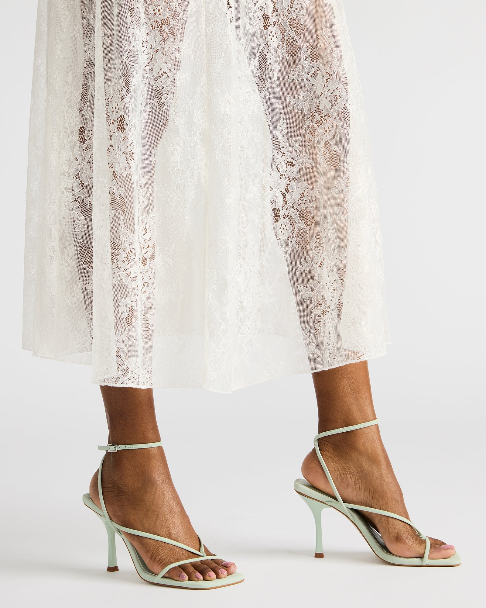 Side view of ANNIE Pistachio women’s shoes highlighting the 3.75-inch heel height