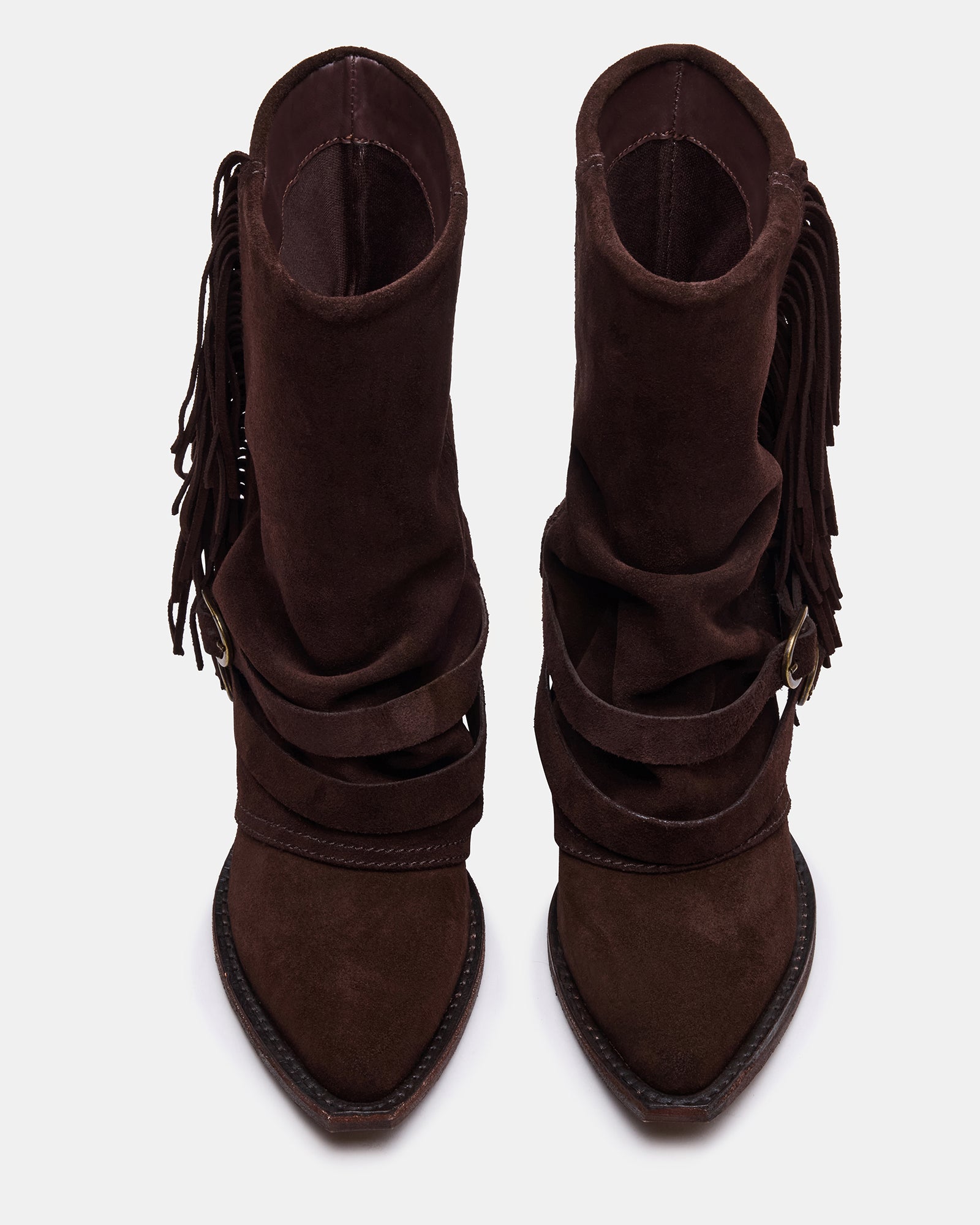 Side view of Ansel brown suede ankle boots with pointed toe for casual wear