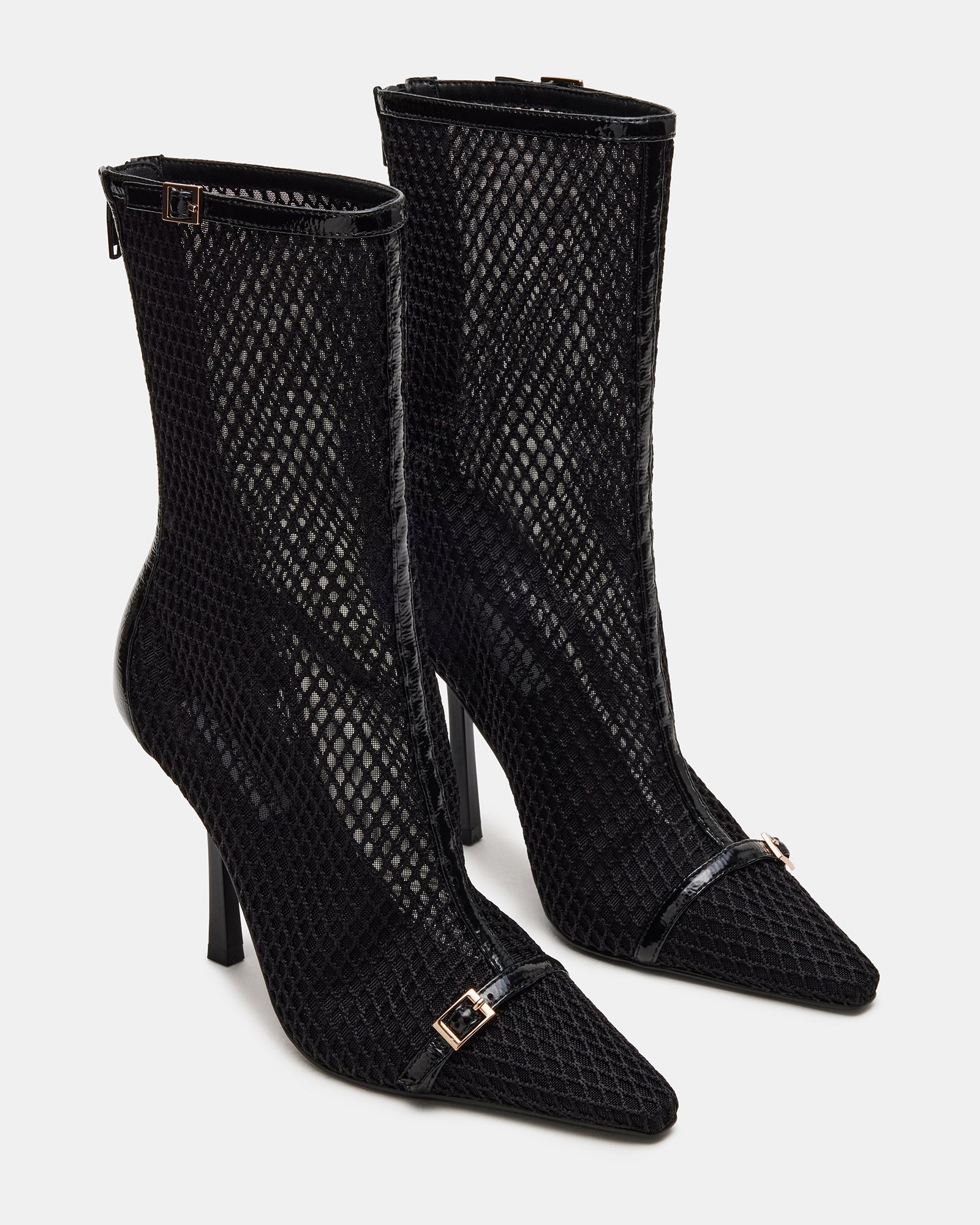 Close-up of the mesh bootie design of ASHLIN ankle boots for women.