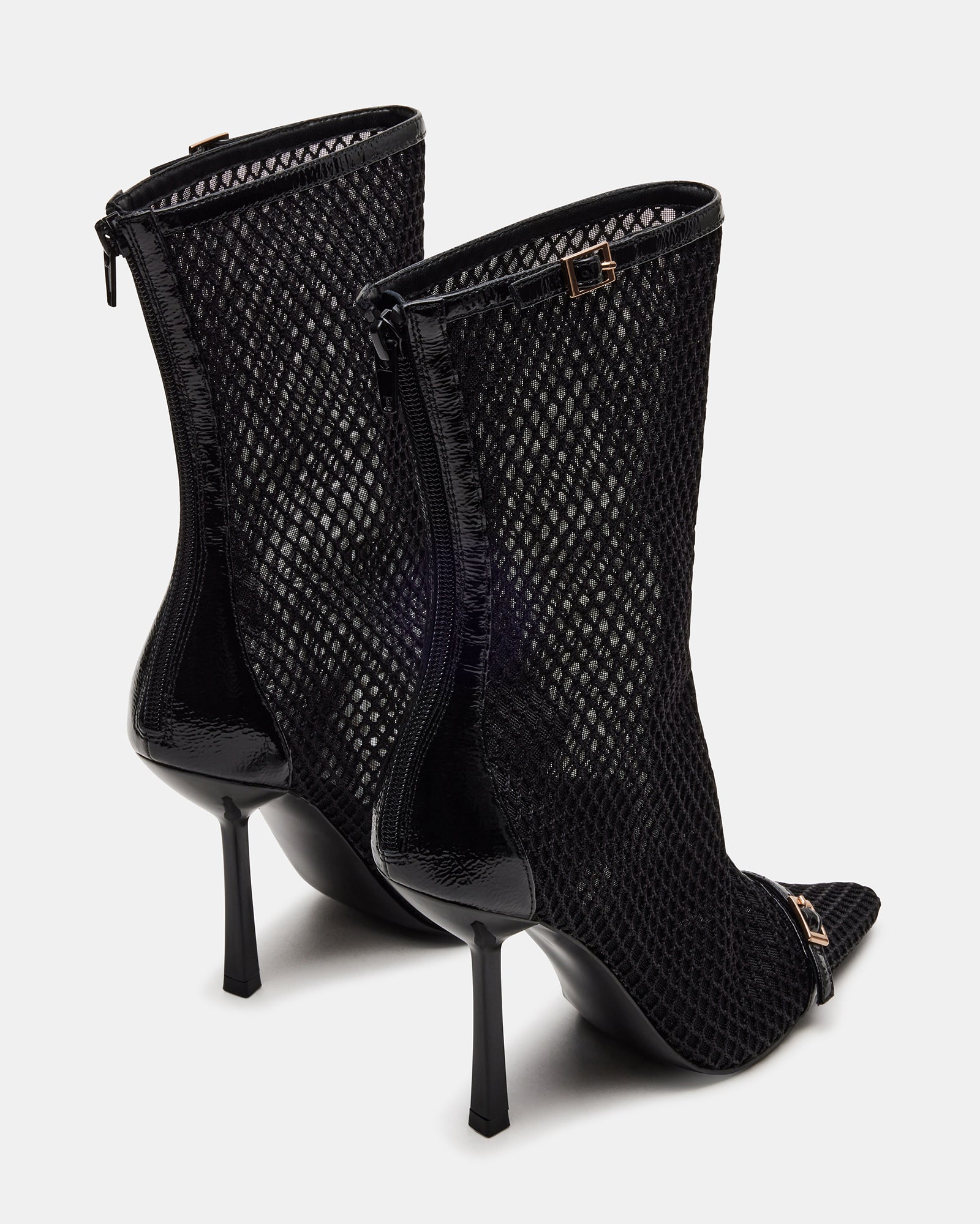 Close-up of the mesh bootie design of ASHLIN ankle boots for women.