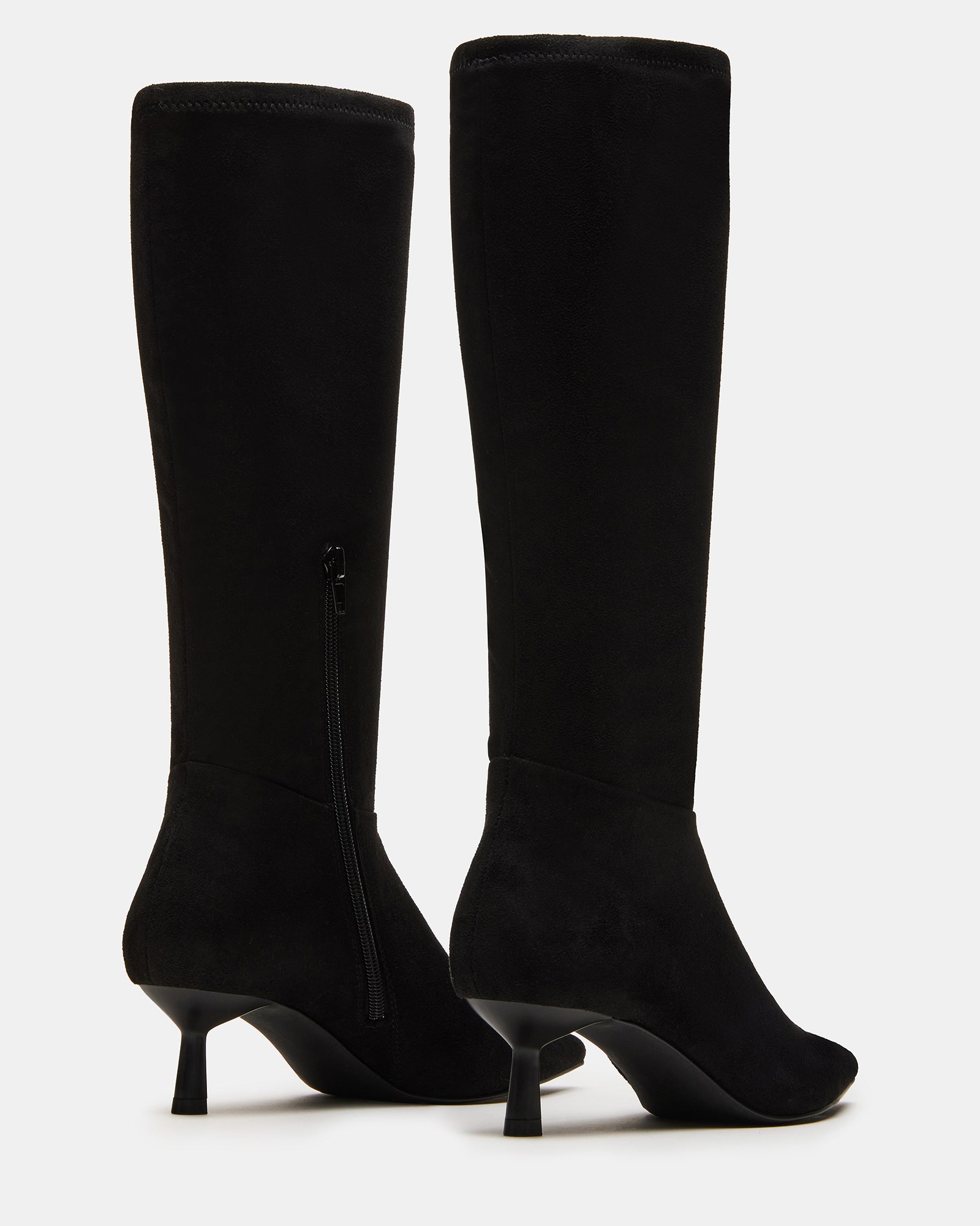 Close-up of the microsuede upper and sleek design of Astoria Black boots