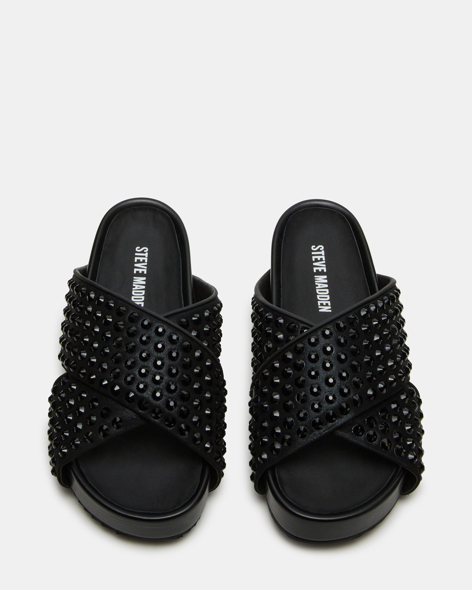 Side view of trendy AVENDRA flatform sandals with crisscross straps
