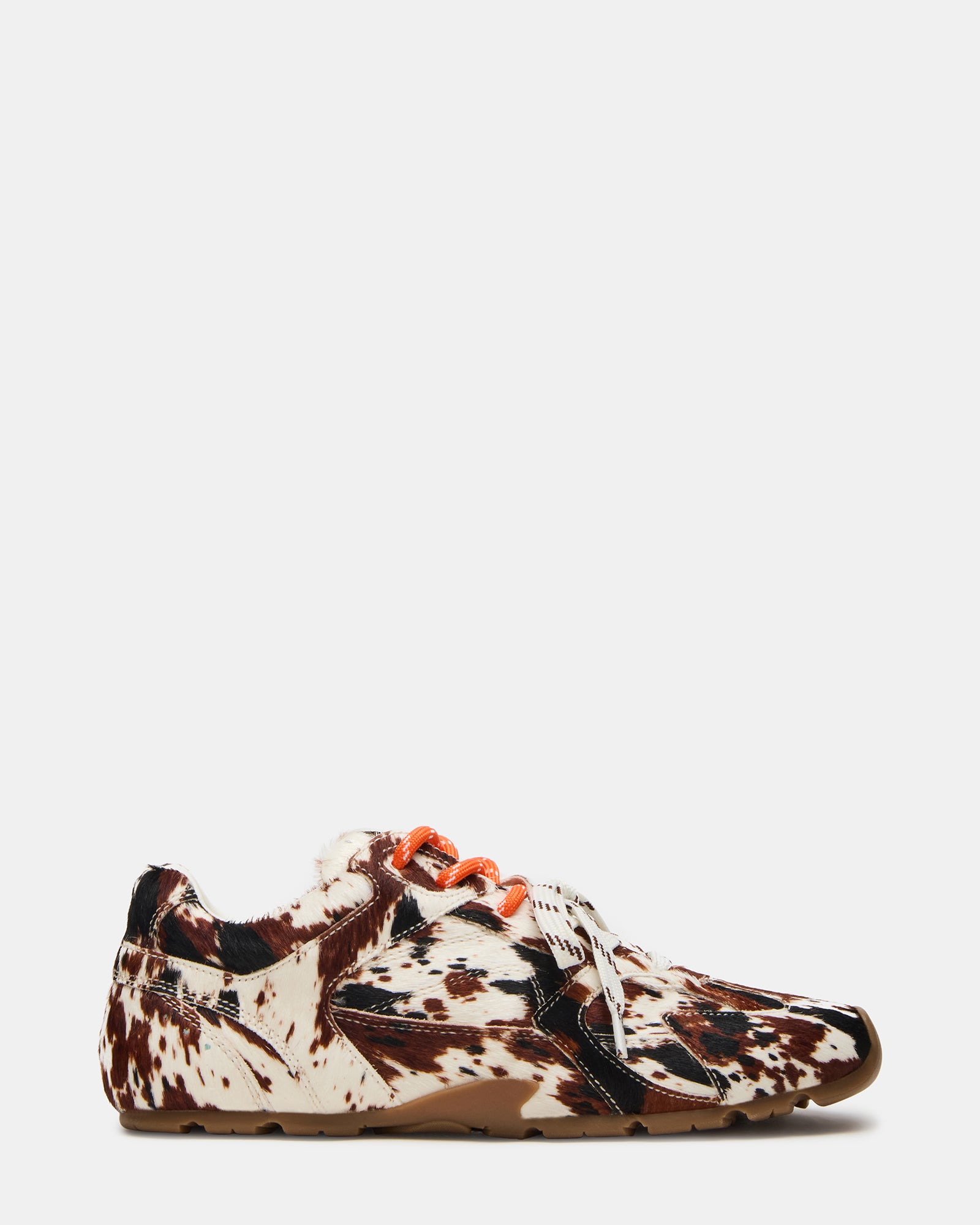 Side view of AZIEL Brown Leather Sneakers showcasing the design.