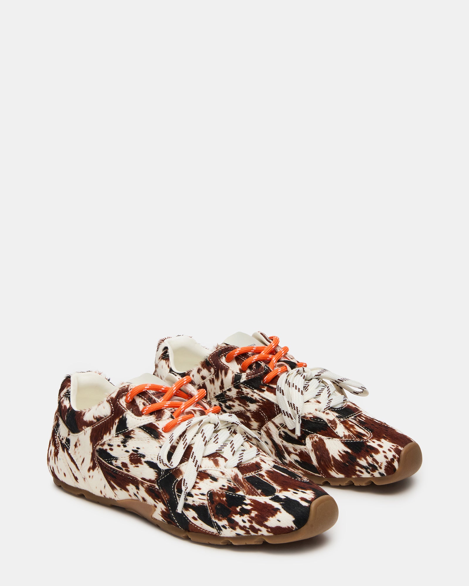 Top angle of the AZIEL Brown Leather Sneakers highlighting the laces.