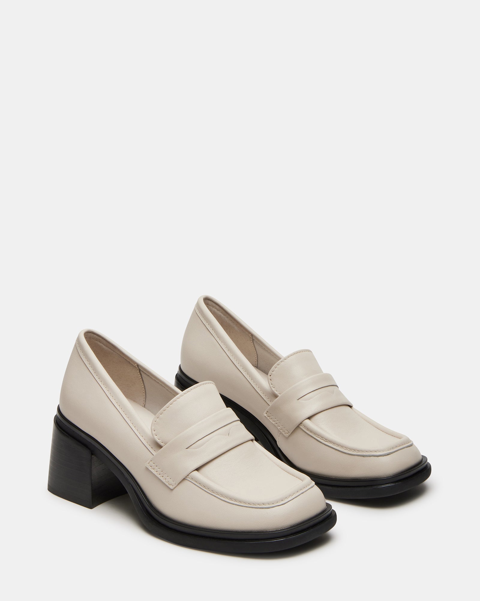 Close-up of the square toe design on BAXTER loafers made from premium leather