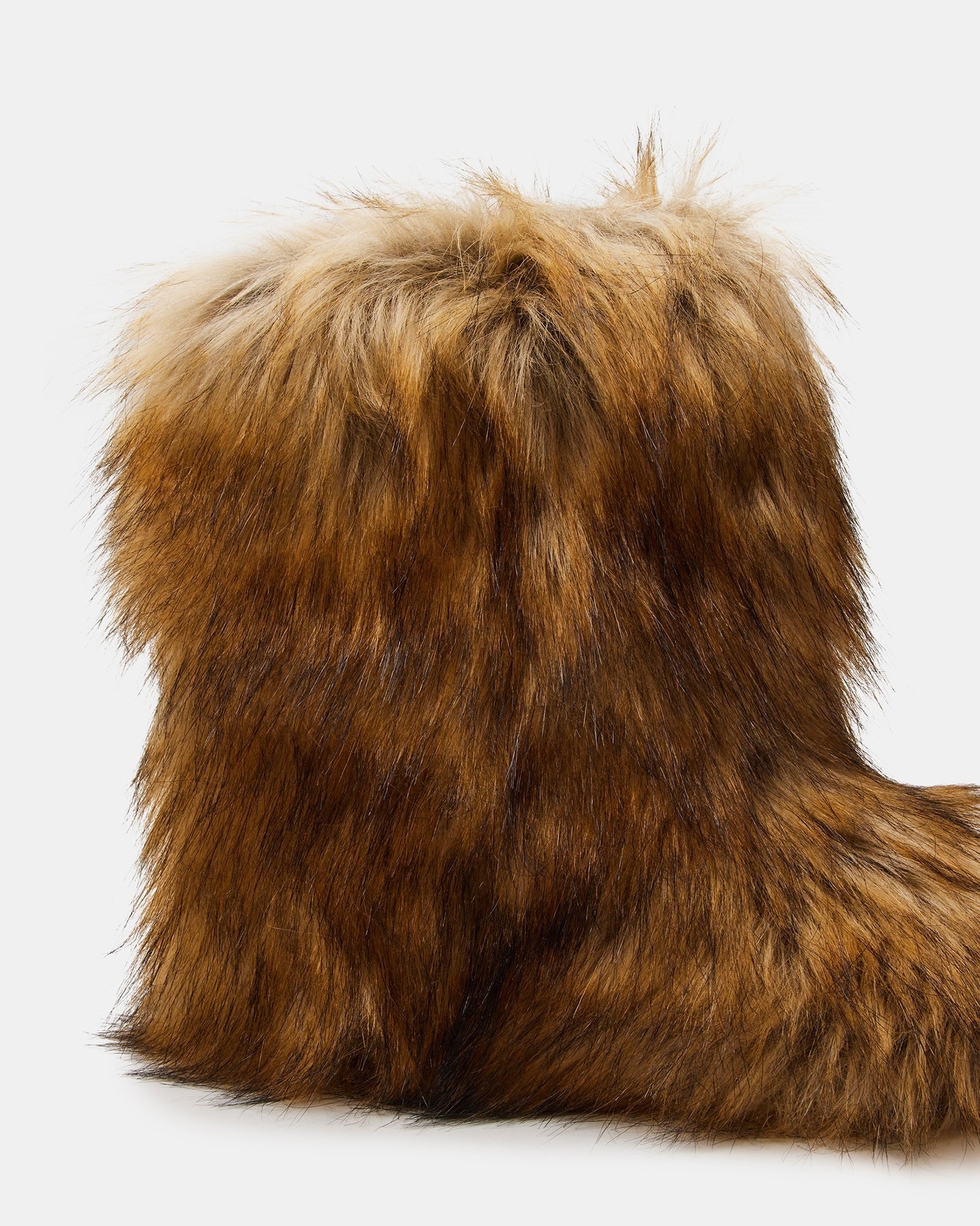 Side view of cozy faux fur ankle boots for women, perfect for winter wear.