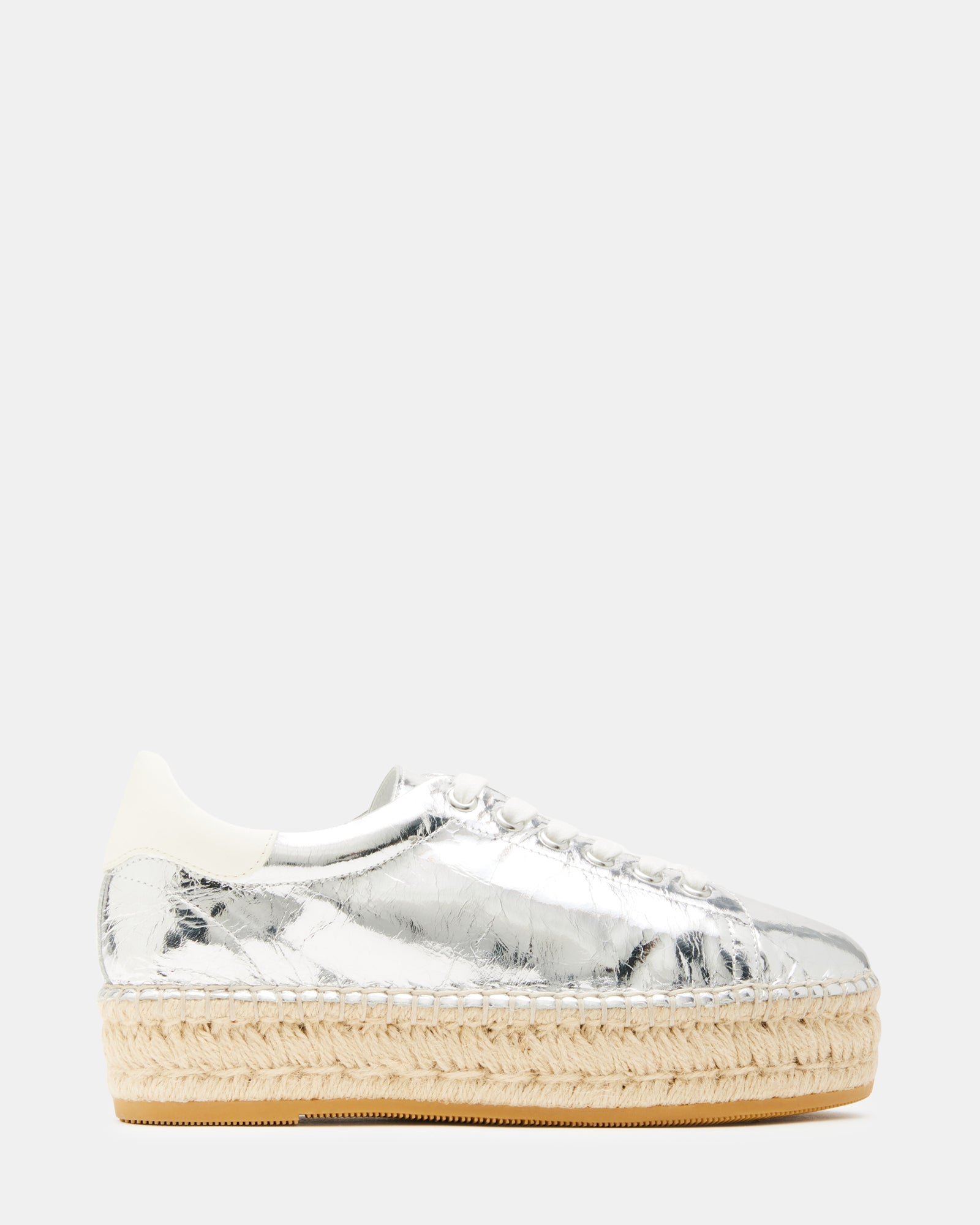 Becky white platform sneakers styled with cropped denim and a striped tee