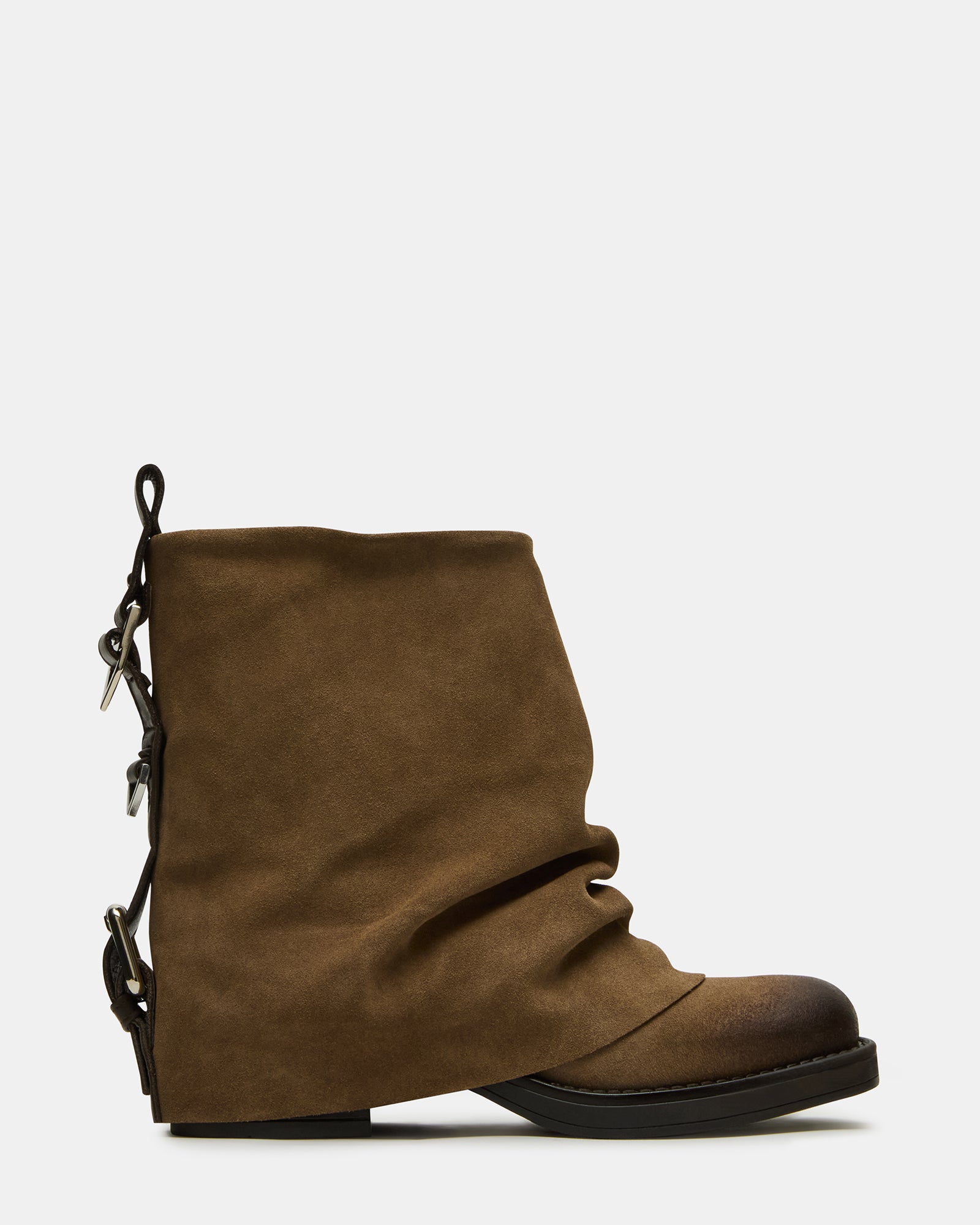 Benji taupe suede ankle boots styled with jeans for a casual look