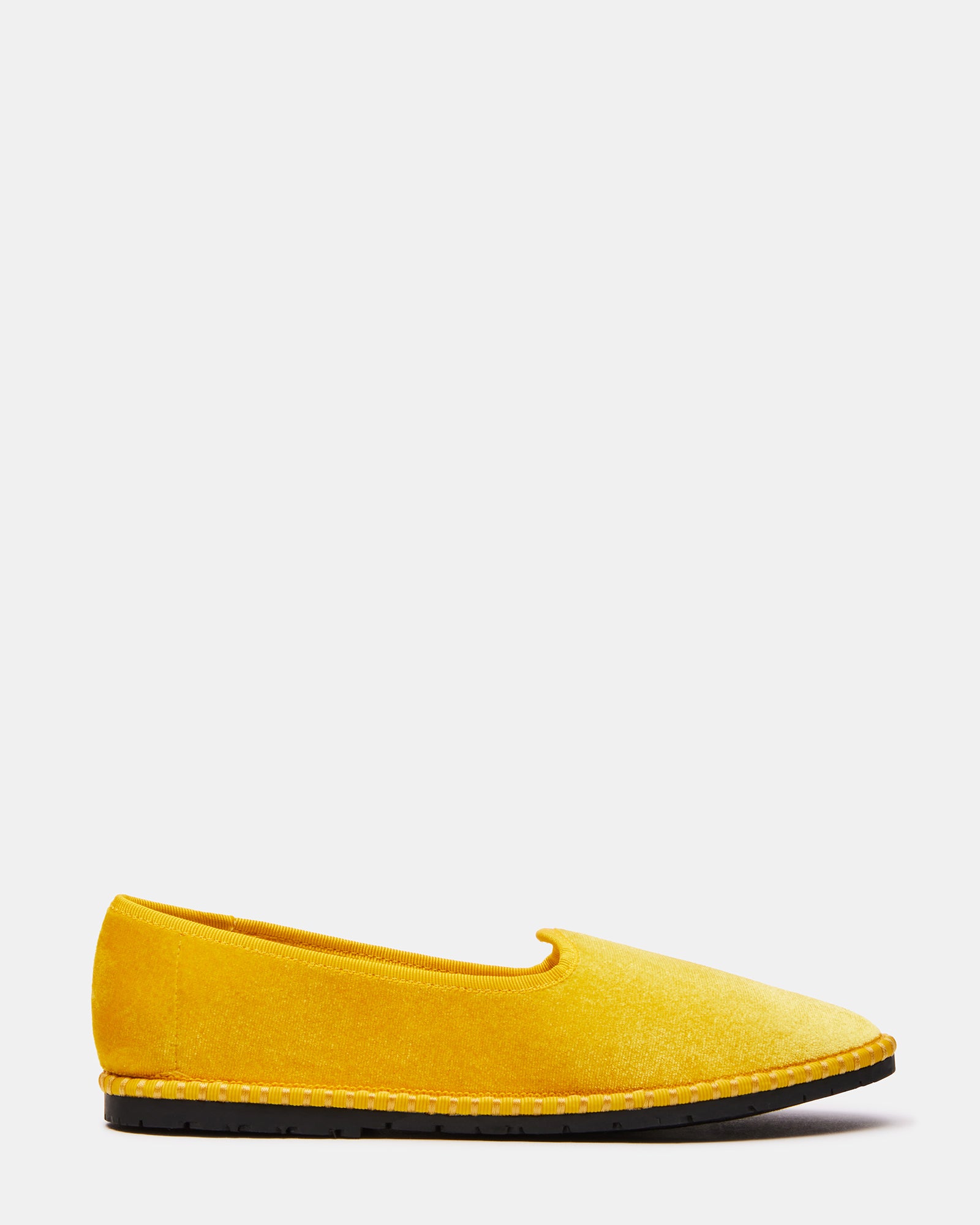 Boca Mustard women's loafers with grosgrain ribbon detailing from a side view