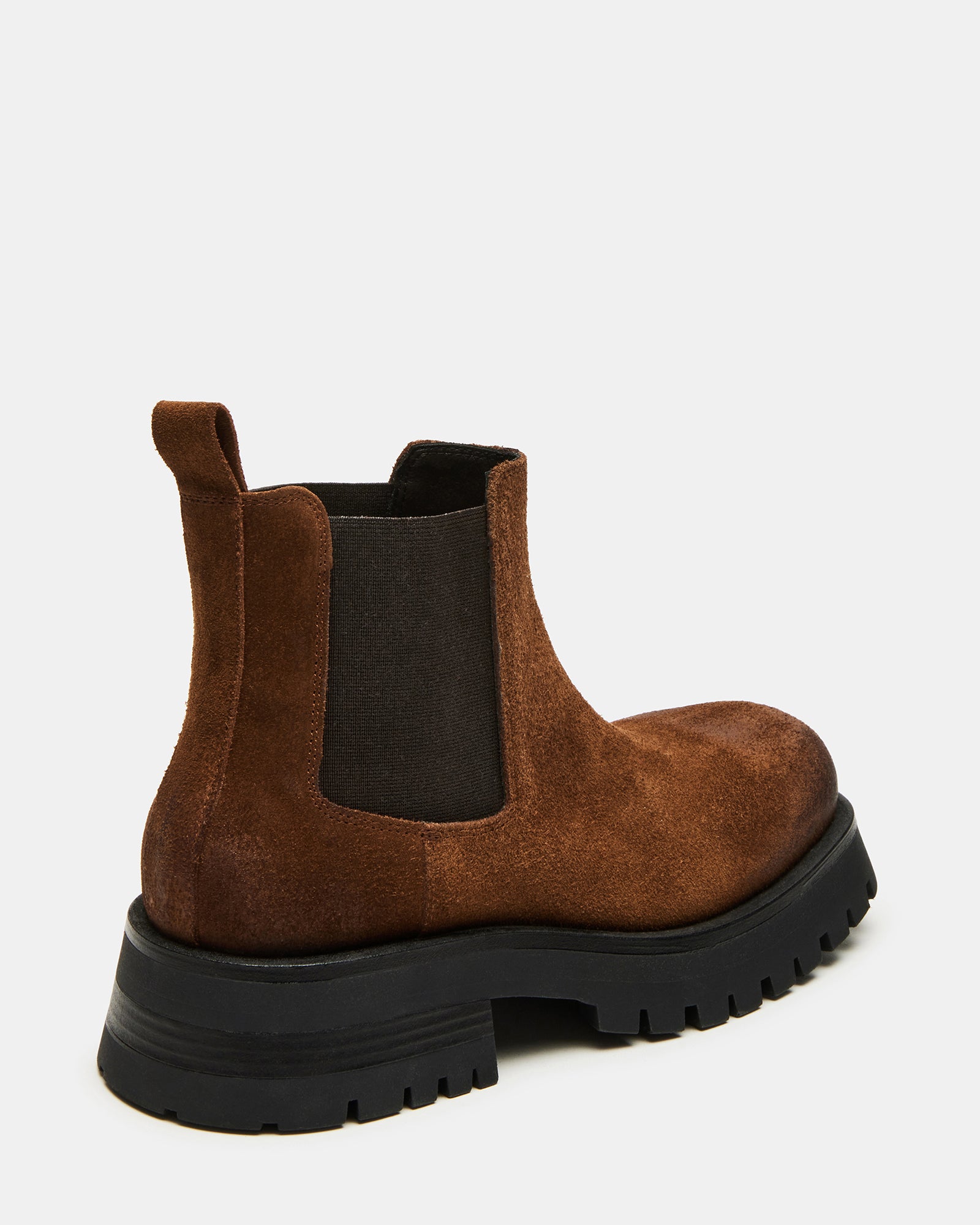 Close-up of Burley Chelsea boots highlighting suede texture.