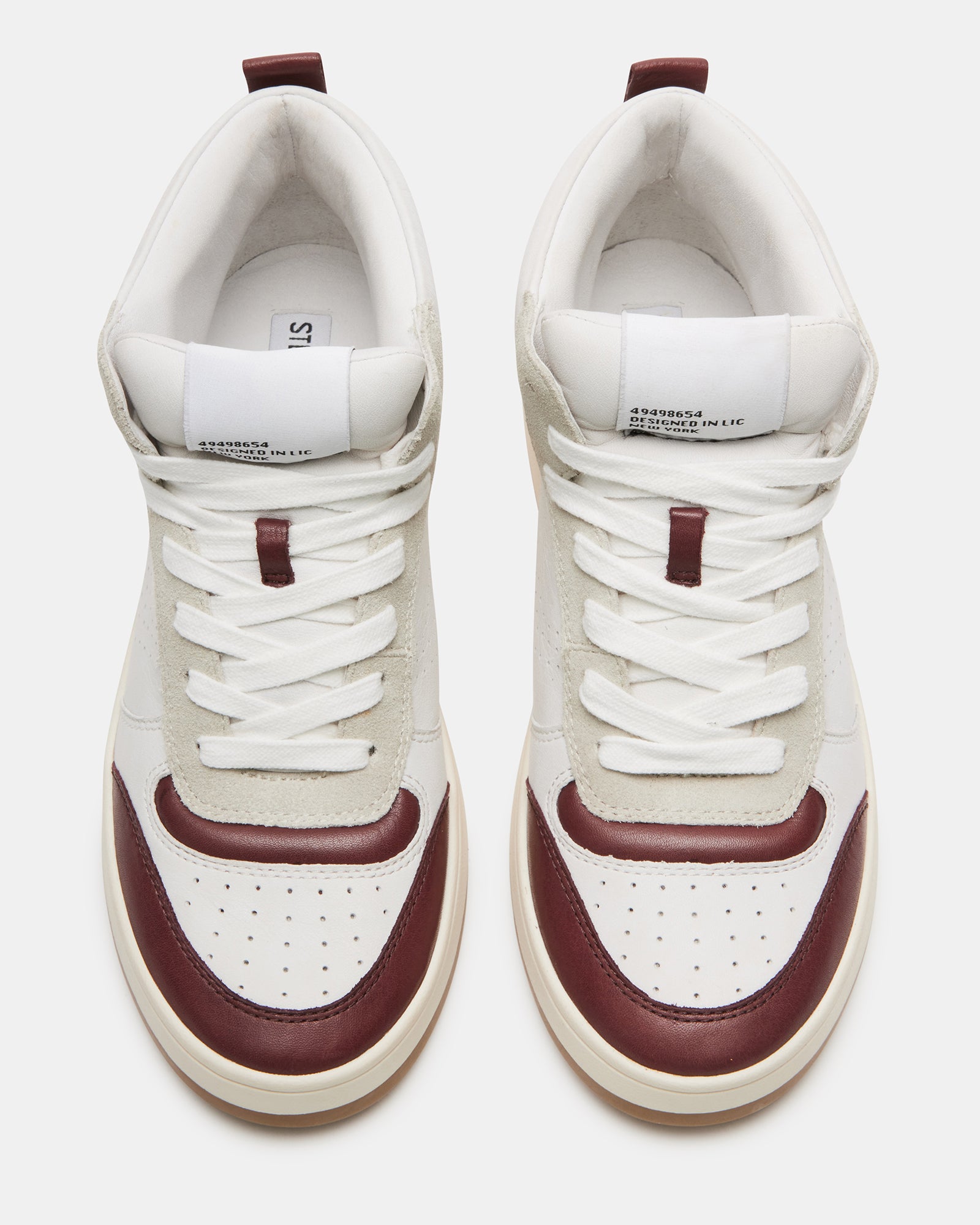 Urban shot of high top sneakers for women walking downtown.