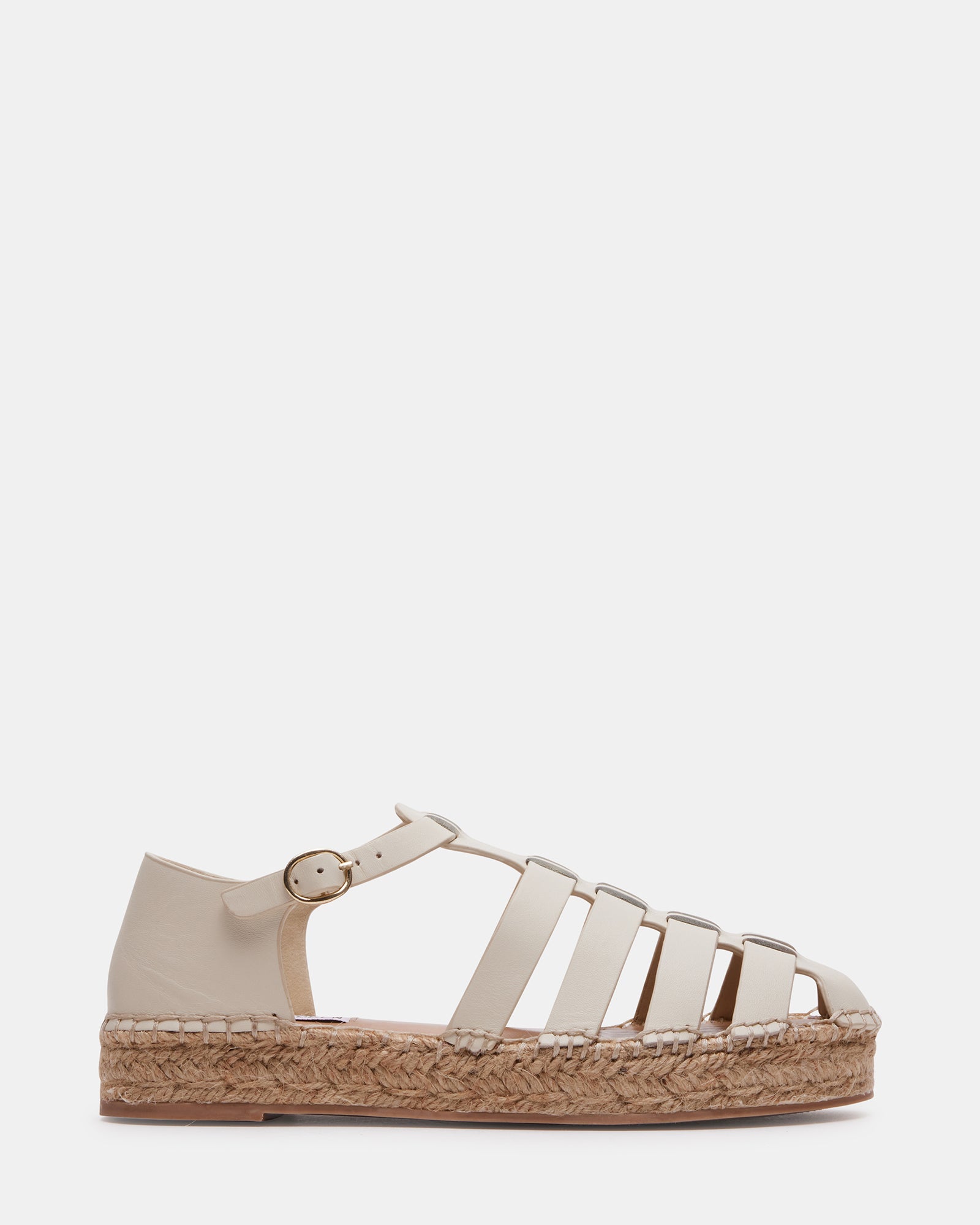 Side view of Carlito Bone Leather espadrille flats showing stylish design