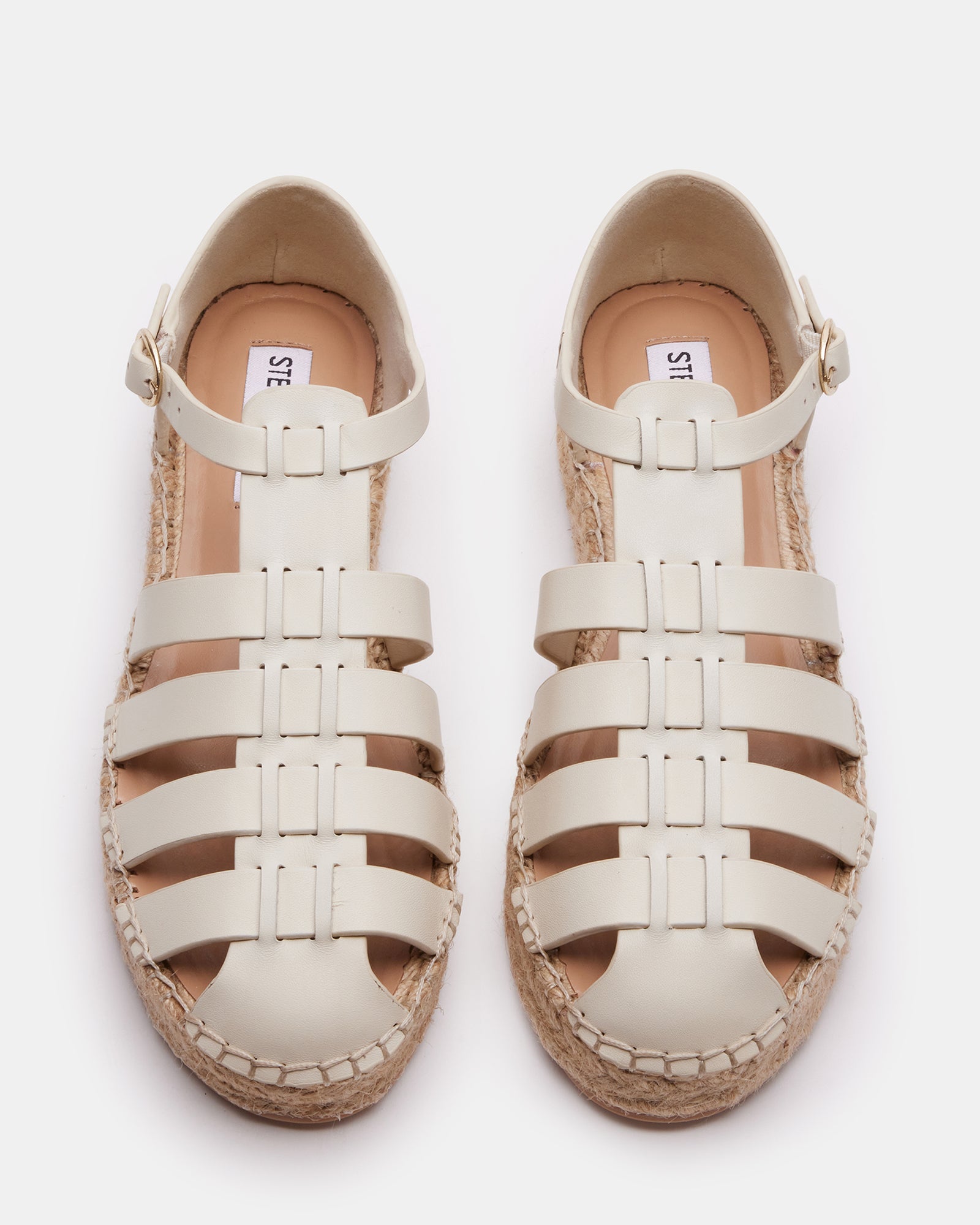 Side view of Carlito Bone Leather espadrille flats showing stylish design