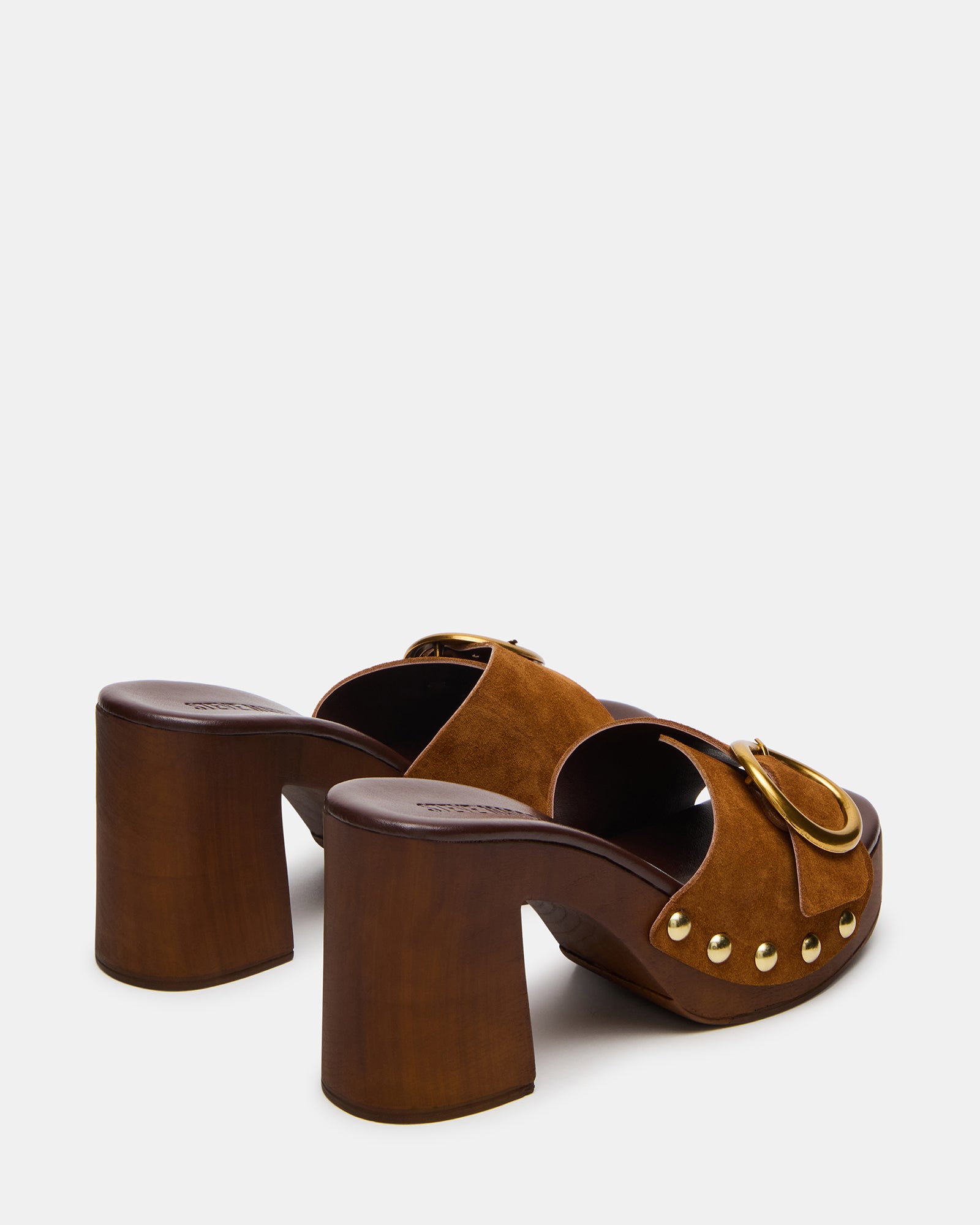 Top angle showing the square toe and smooth suede finish on the Casanova mule.